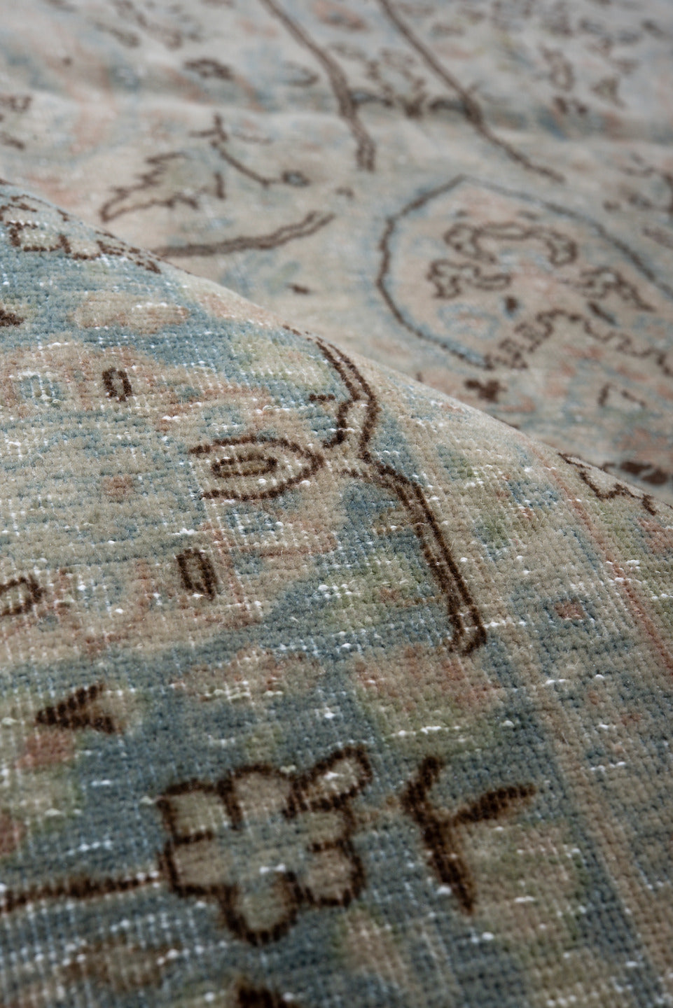 8' x 11' one-of-a-kind handmade vintage Tabriz large size rug. Color palette: blue, dark gray, dim gray, gray, light gray