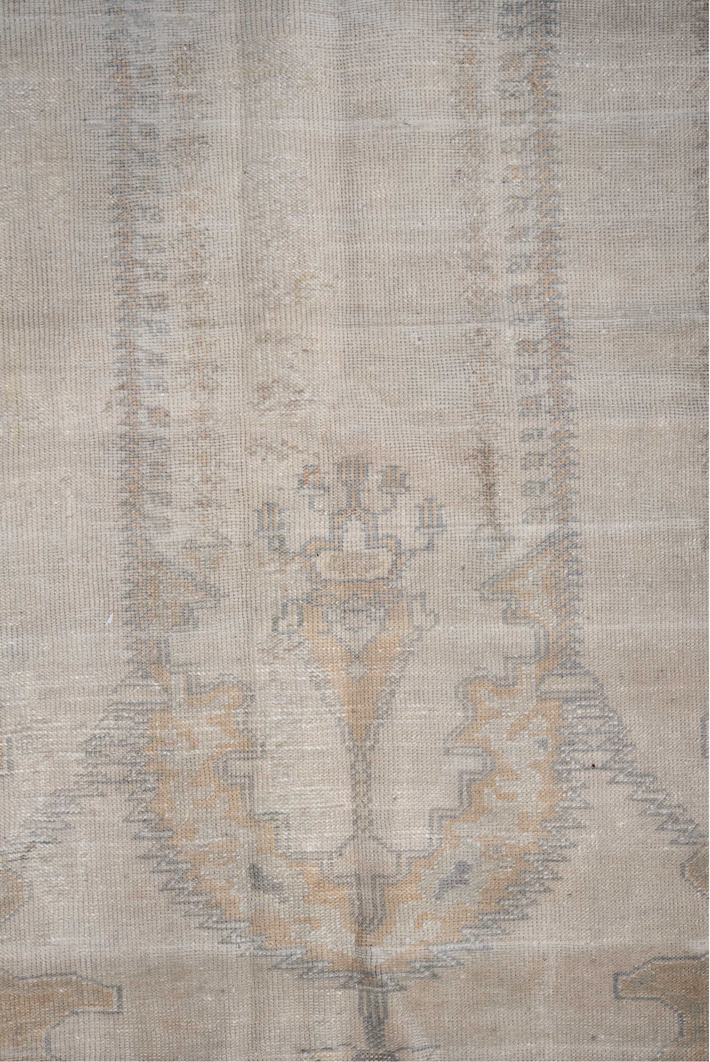 4' x 6' one-of-a-kind handmade vintage Kaisary small size rug. Color palette: ivory, powder_blue, sand, beige, taupe, camel