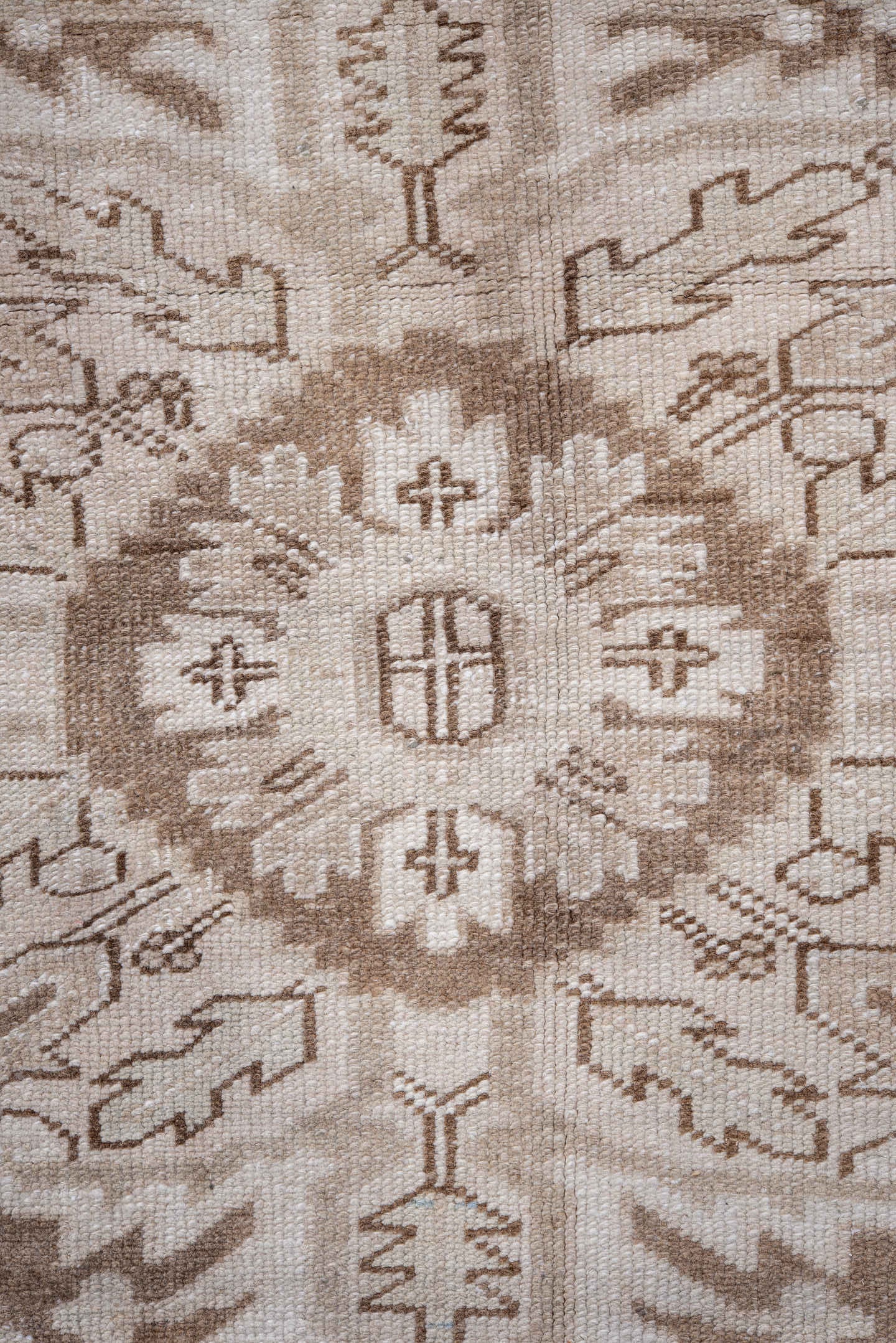 9' x 12' one-of-a-kind handmade vintage Heriz large size rug. Color palette: ivory, taupe, beige, camel, light blue, gray