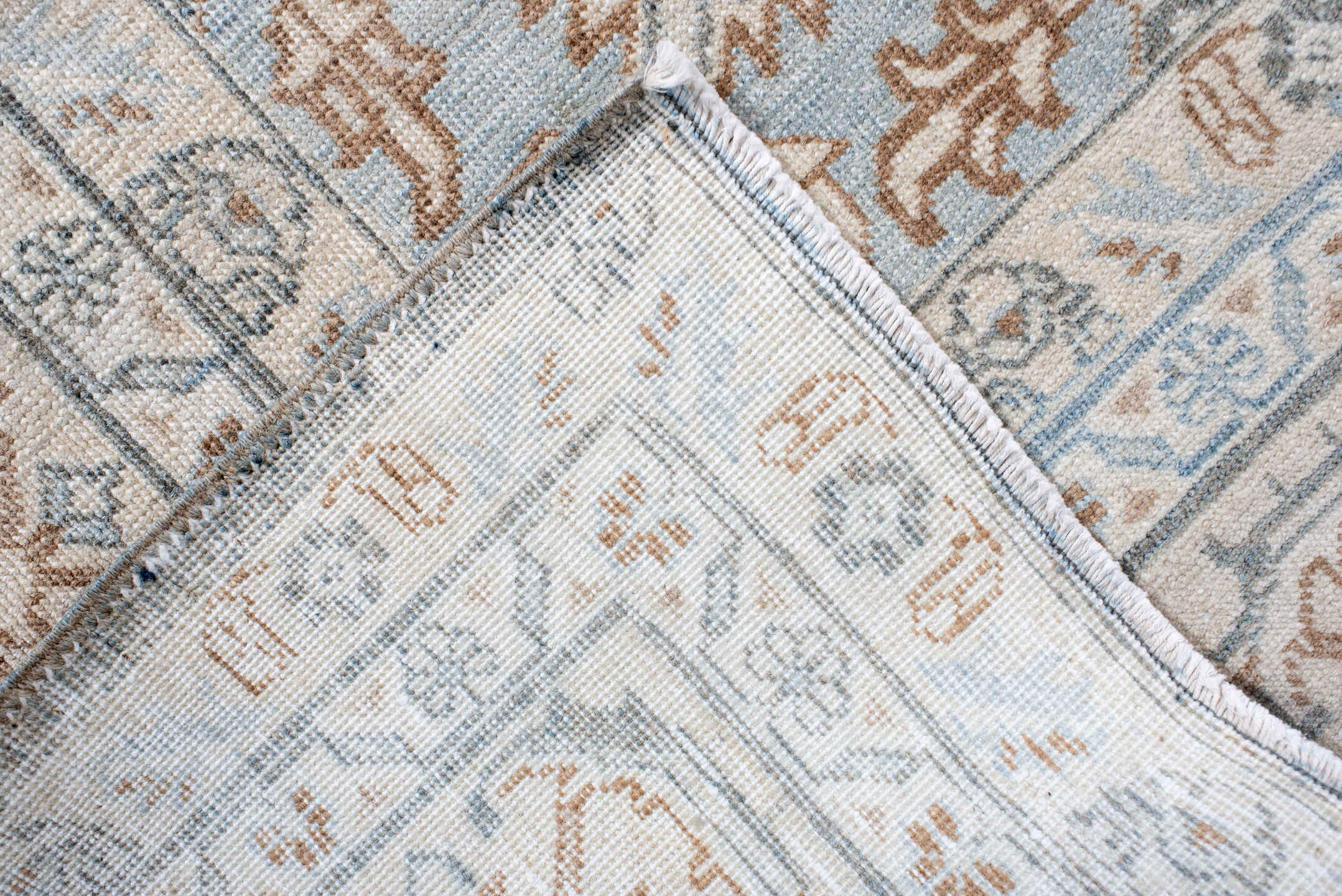 7' x 10' one-of-a-kind handmade antique Tabriz large size rug. Color palette: ivory, slate, pale_blue, camel, taupe, gray