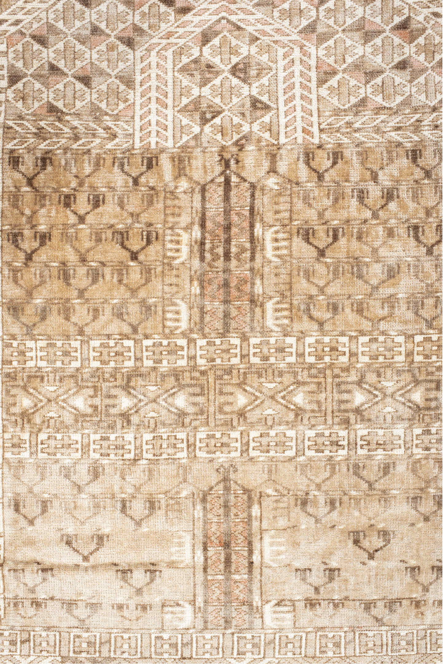 2' x 3' one-of-a-kind handmade vintage Bokara small size rug. Color palette: antiquewhite, blanched almond, brown