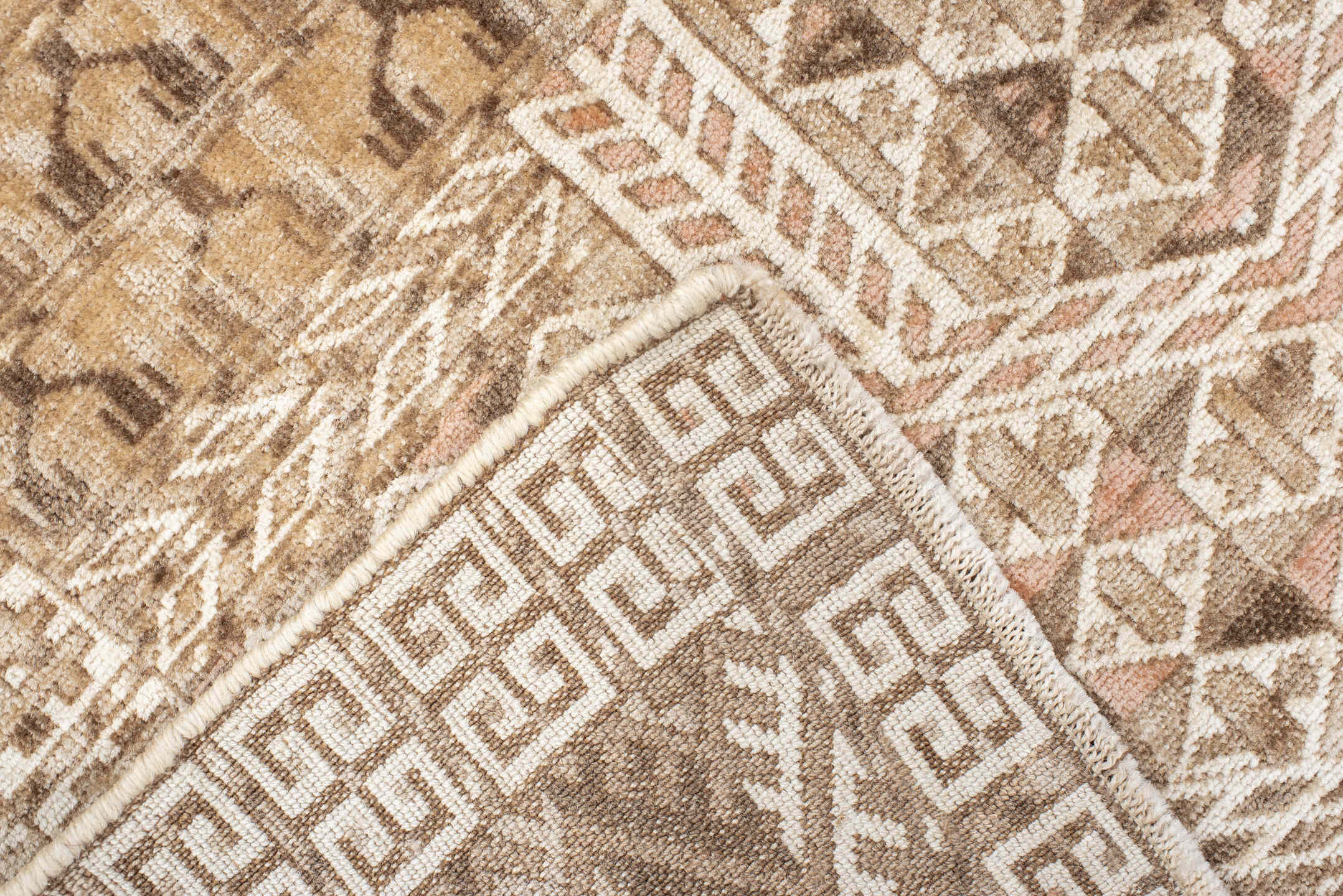 2' x 3' one-of-a-kind handmade vintage Bokara small size rug. Color palette: ivory, taupe, camel, brown, sand, rose, beige