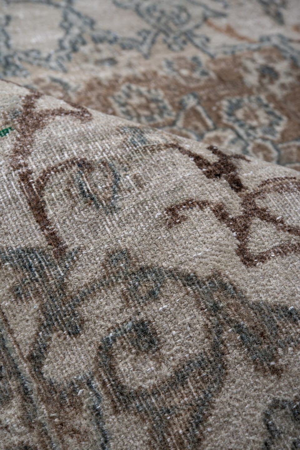 3' x 4' one-of-a-kind handmade vintage Isfahan small size rug. Color palette: ivory, pale blue, taupe, rust, beige, slate