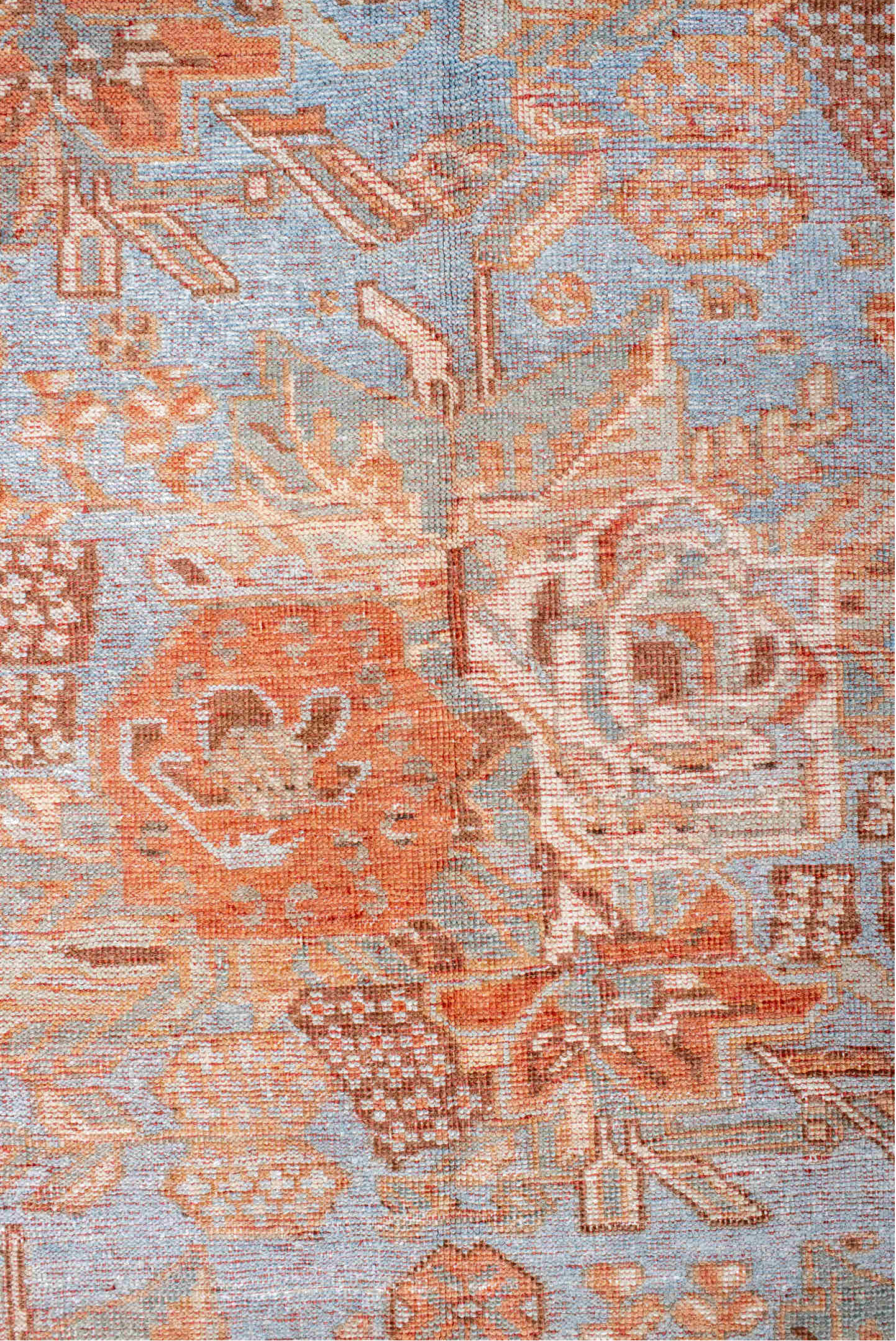 5' x 6' one-of-a-kind handmade vintage Afshar rug. Color palette: brown, dark gray, dark salmon, dim gray, gray, light blue