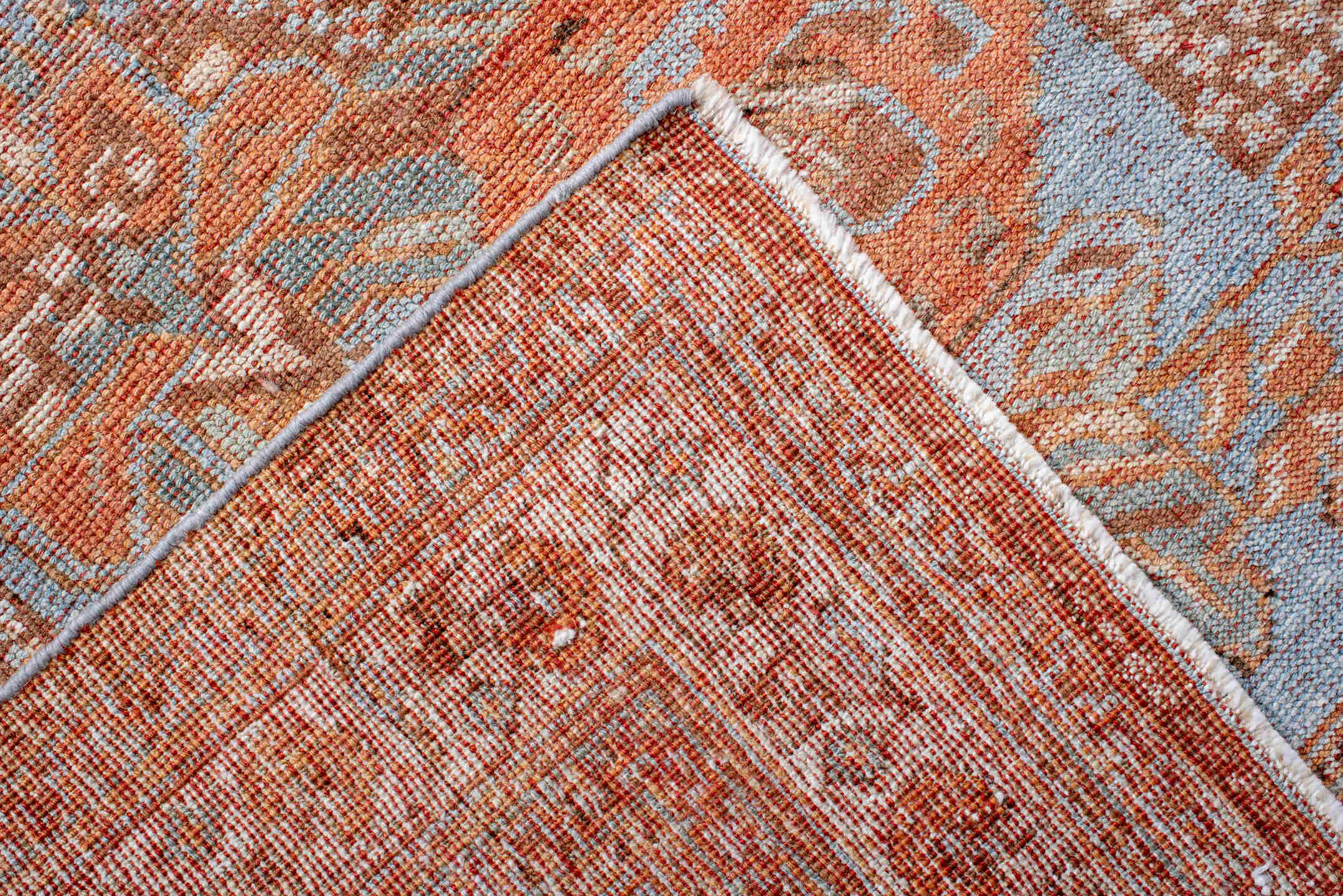 5' x 6' one-of-a-kind handmade antique Afshar rug. Color palette: pale blue, ivory, terra cotta, beige, camel, light blue