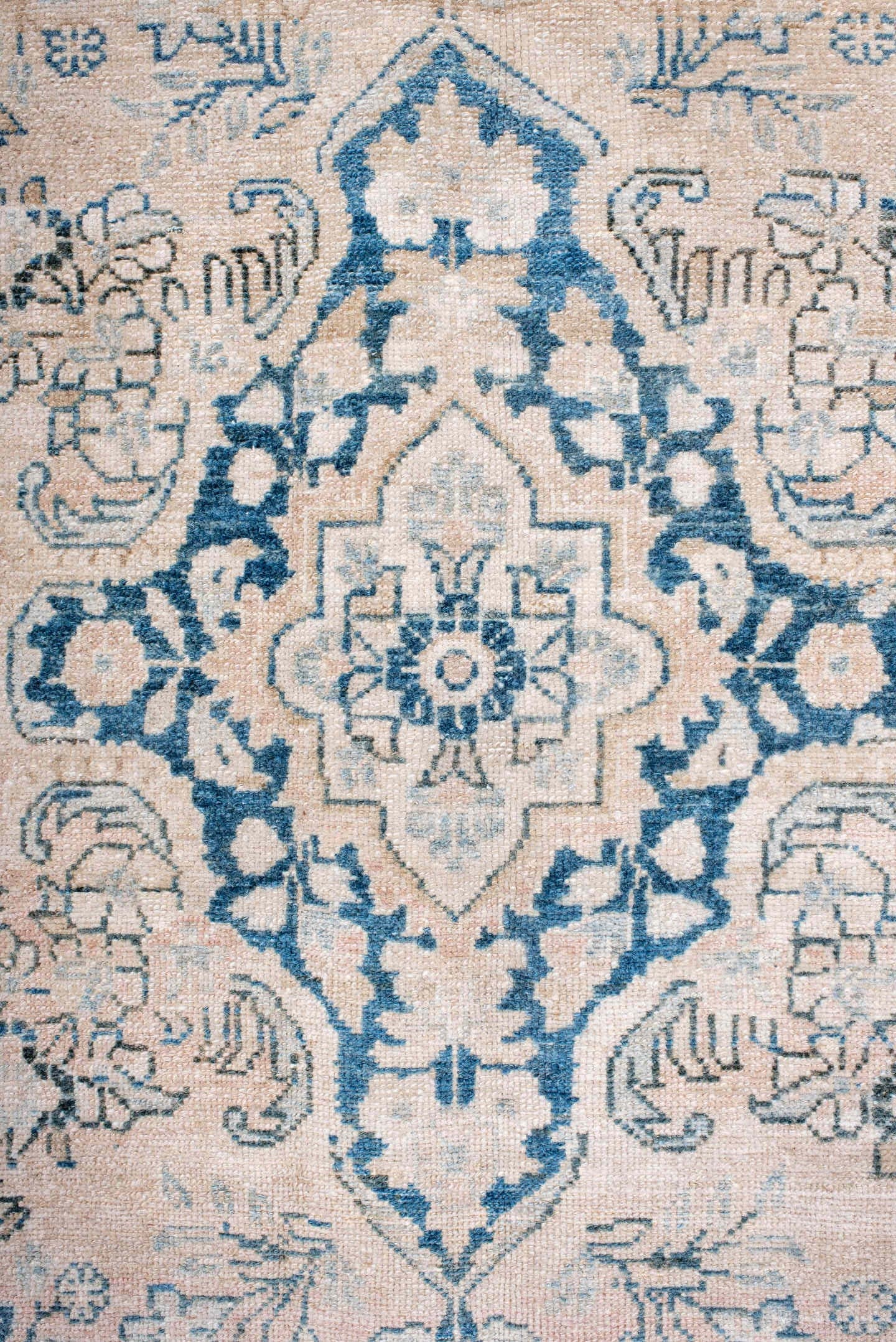 6' x 9' one-of-a-kind handmade antique Hamadan medium size rug. Color palette: ivory, sky_blue, beige, taupe, slate, cream