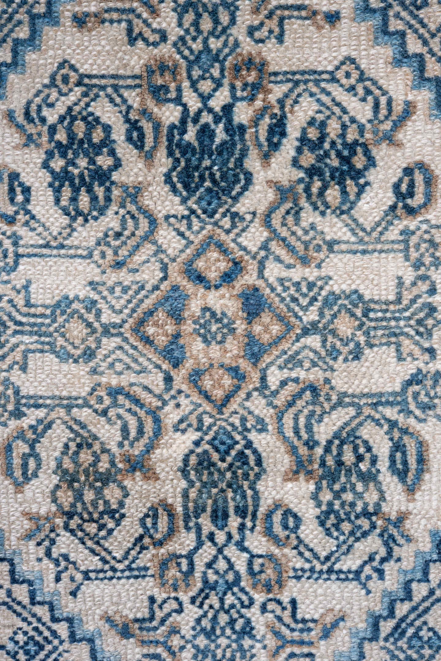 8' x 11' one-of-a-kind handmade vintage Hamadan large size rug. Color palette: ivory, blue, slate, taupe, beige, gray