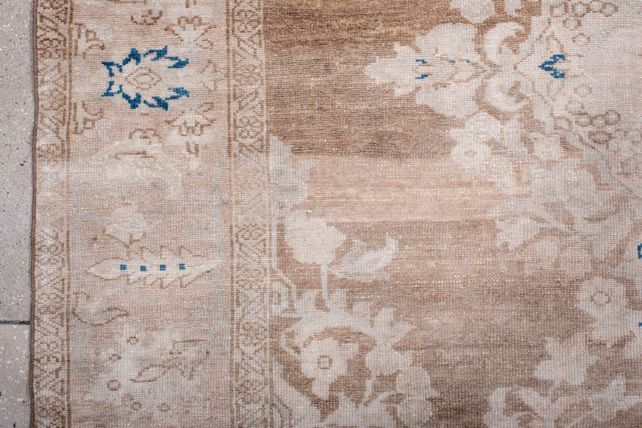 5' x 8' one-of-a-kind handmade antique Hamadan medium size rug. Color palette: ivory, taupe, beige, cobalt, cream, gray
