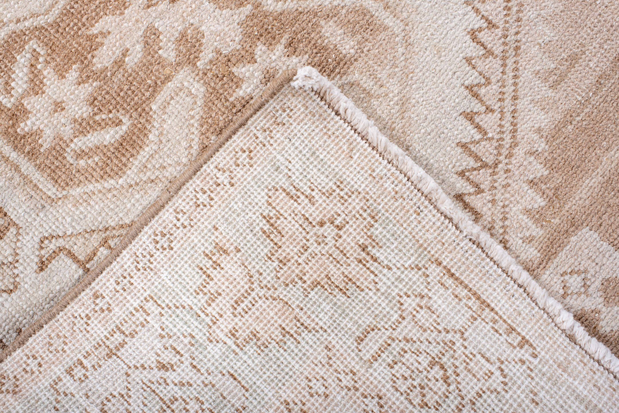 3' x 10' one-of-a-kind handmade vintage Sarab runner rug. Color palette: antiquewhite, brown, gainsboro, gray, light gray
