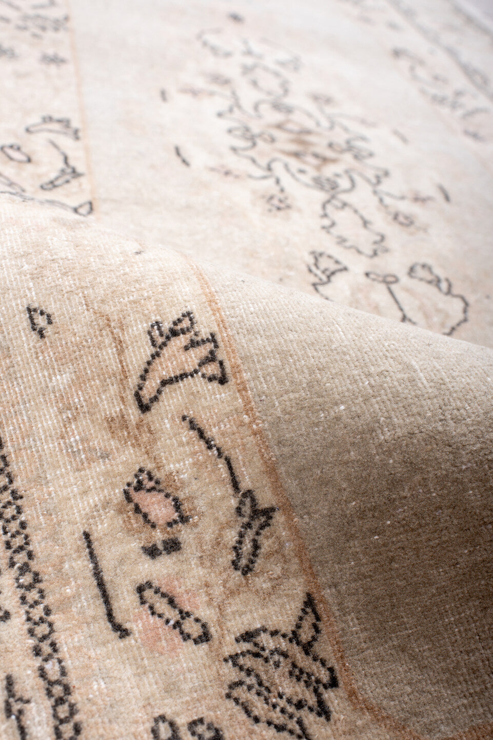 2' x 10' one-of-a-kind handmade antique Tabriz runner rug. Color palette: ivory, cream, taupe, charcoal, beige, blush, gray