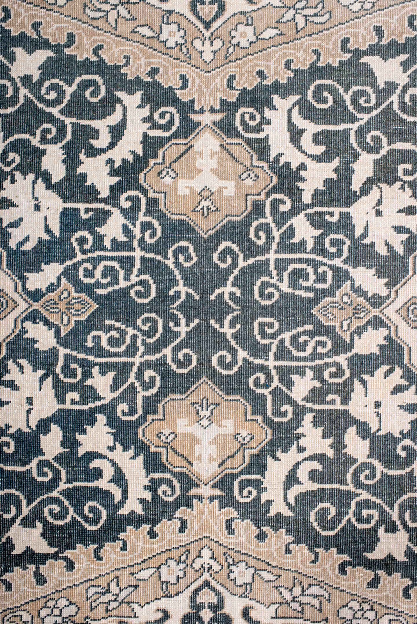 6' x 8' one-of-a-kind handmade antique Sivas medium size rug. Color palette: ivory, charcoal, blush, taupe, beige, gray