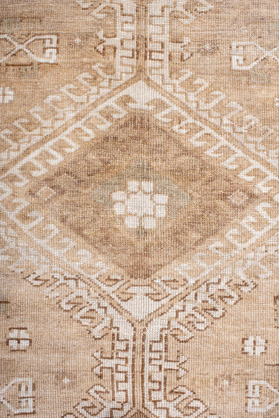 5' x 8' one-of-a-kind handmade antique Kars medium size rug. Color palette: beige, ivory, taupe, camel, sand, brown, gray