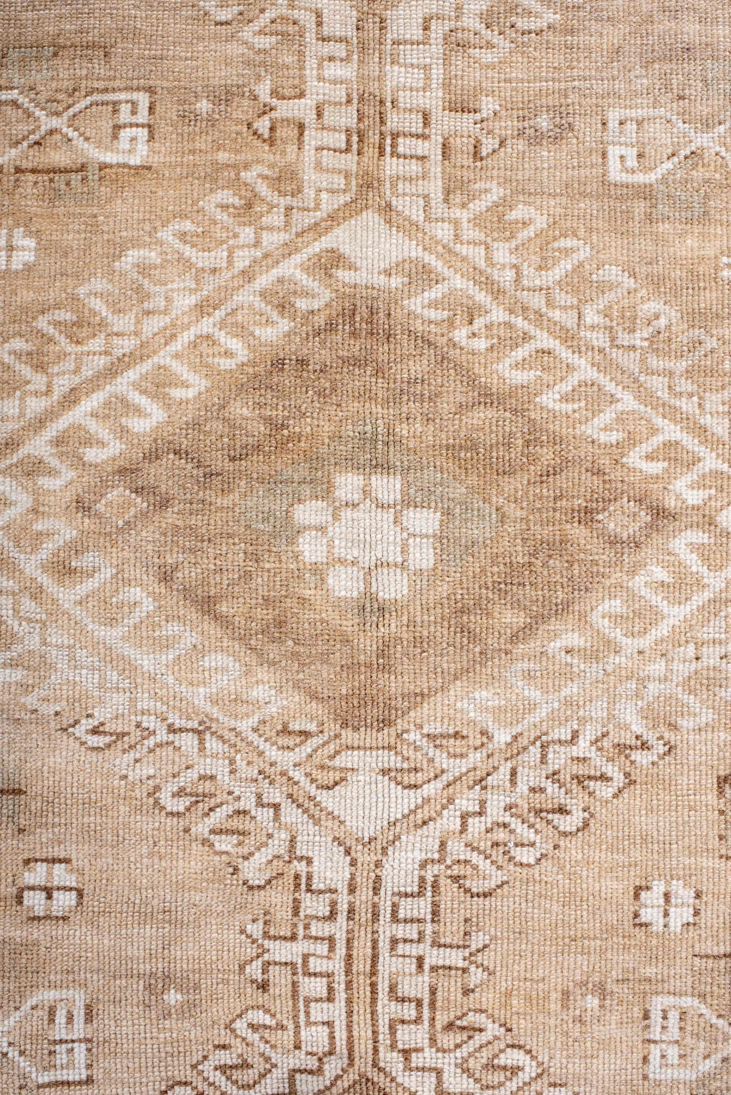 5' x 8' one-of-a-kind handmade antique Kars medium size rug. Color palette: beige, ivory, taupe, camel, sand, brown, gray