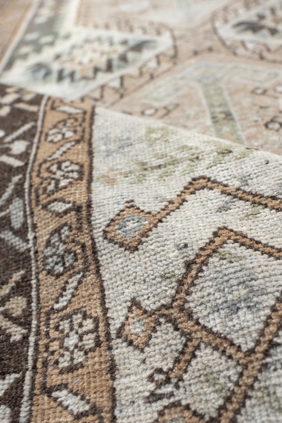 3' x 5' one-of-a-kind handmade vintage Anatolian small size rug. Color palette: ivory, taupe, brown, charcoal, beige, camel