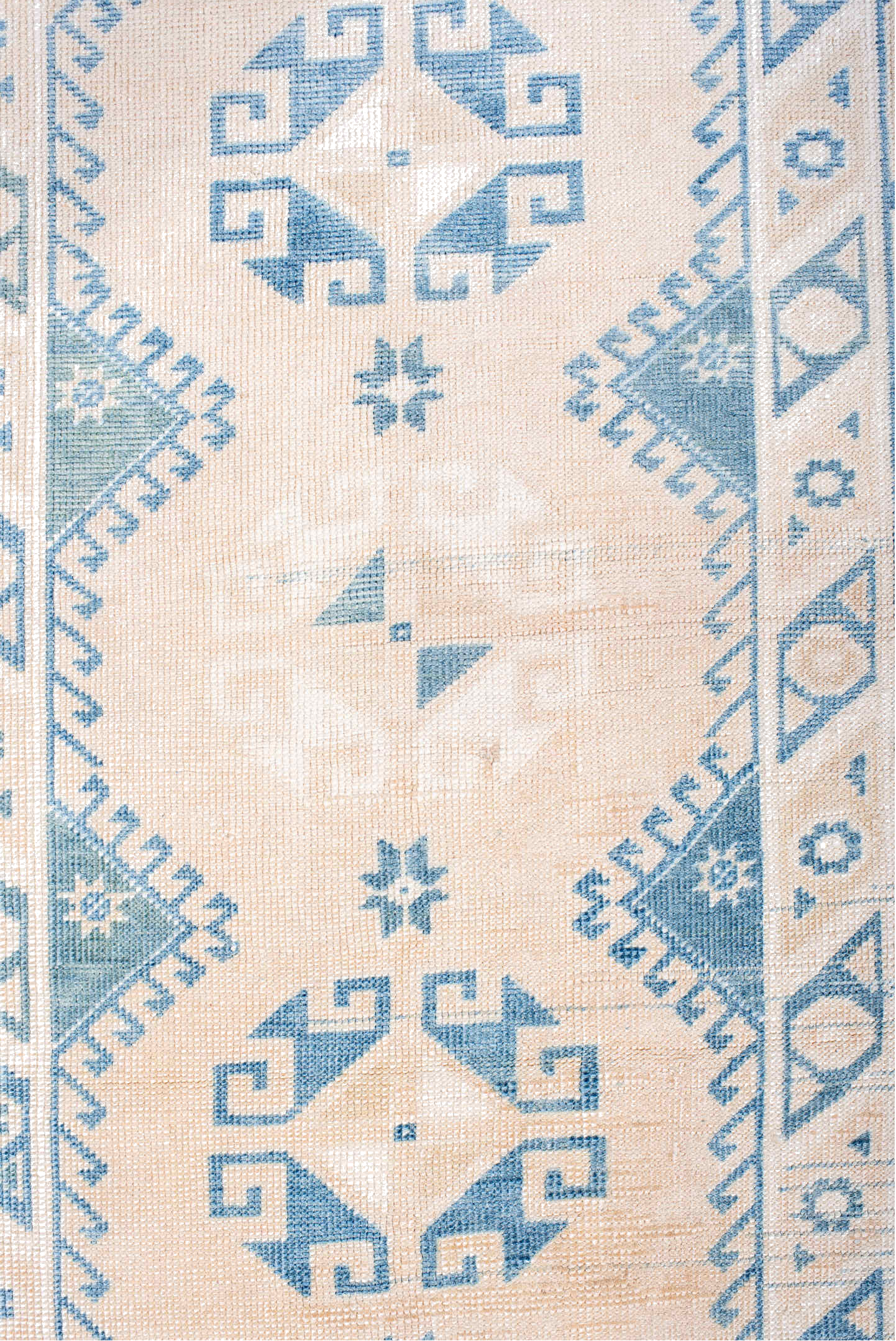 3' x 6' one-of-a-kind handmade vintage Anatolian small size rug. Color palette: blue, dark gray, floral white, gainsboro