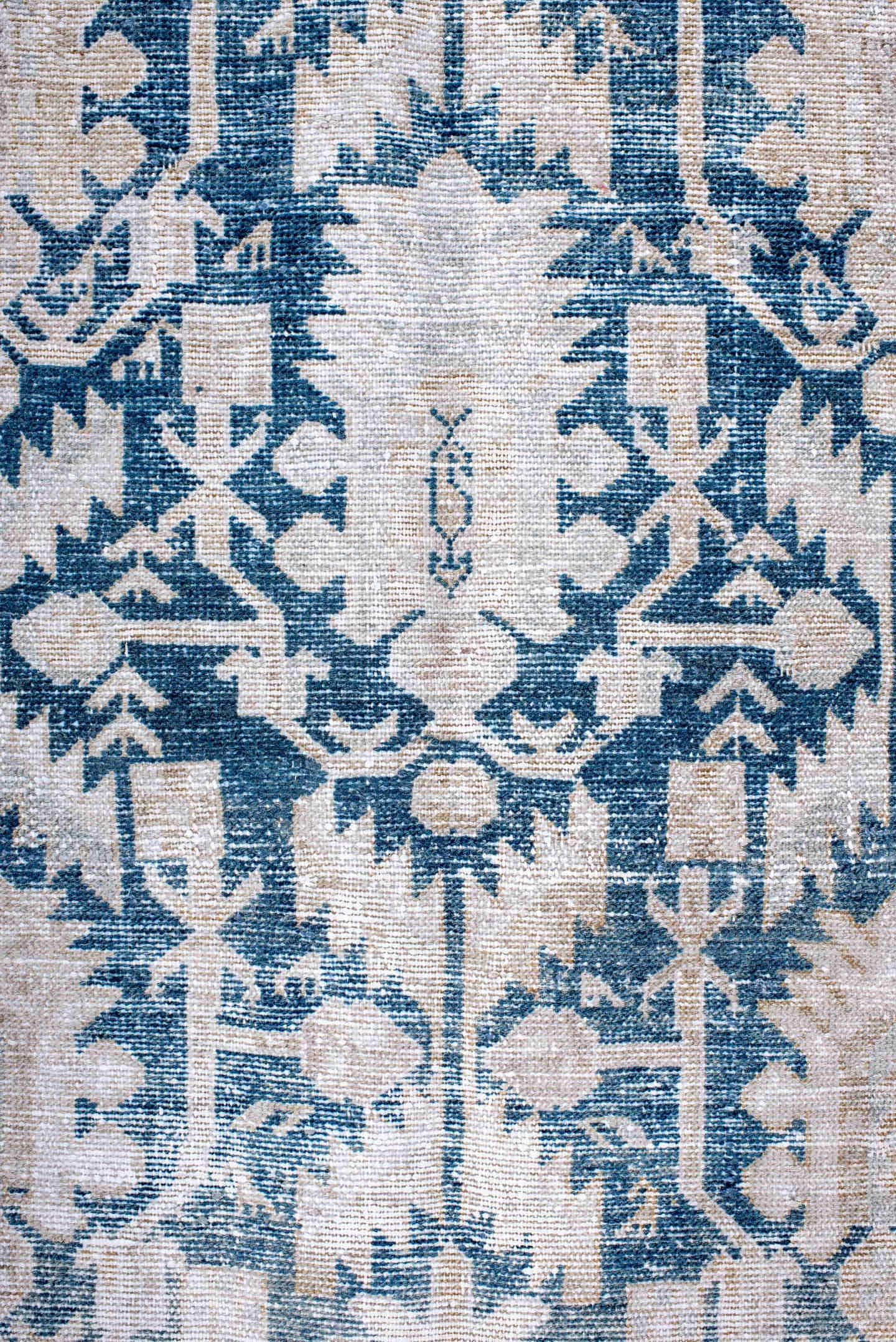 4' x 6' one-of-a-kind handmade antique Hamadan small size rug. Color palette: ivory, sky blue, beige, taupe, light blue
