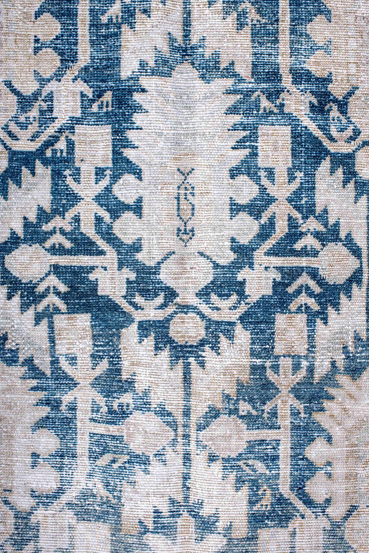 4' x 6' one-of-a-kind handmade antique Hamadan small size rug. Color palette: ivory, sky blue, beige, taupe, light blue