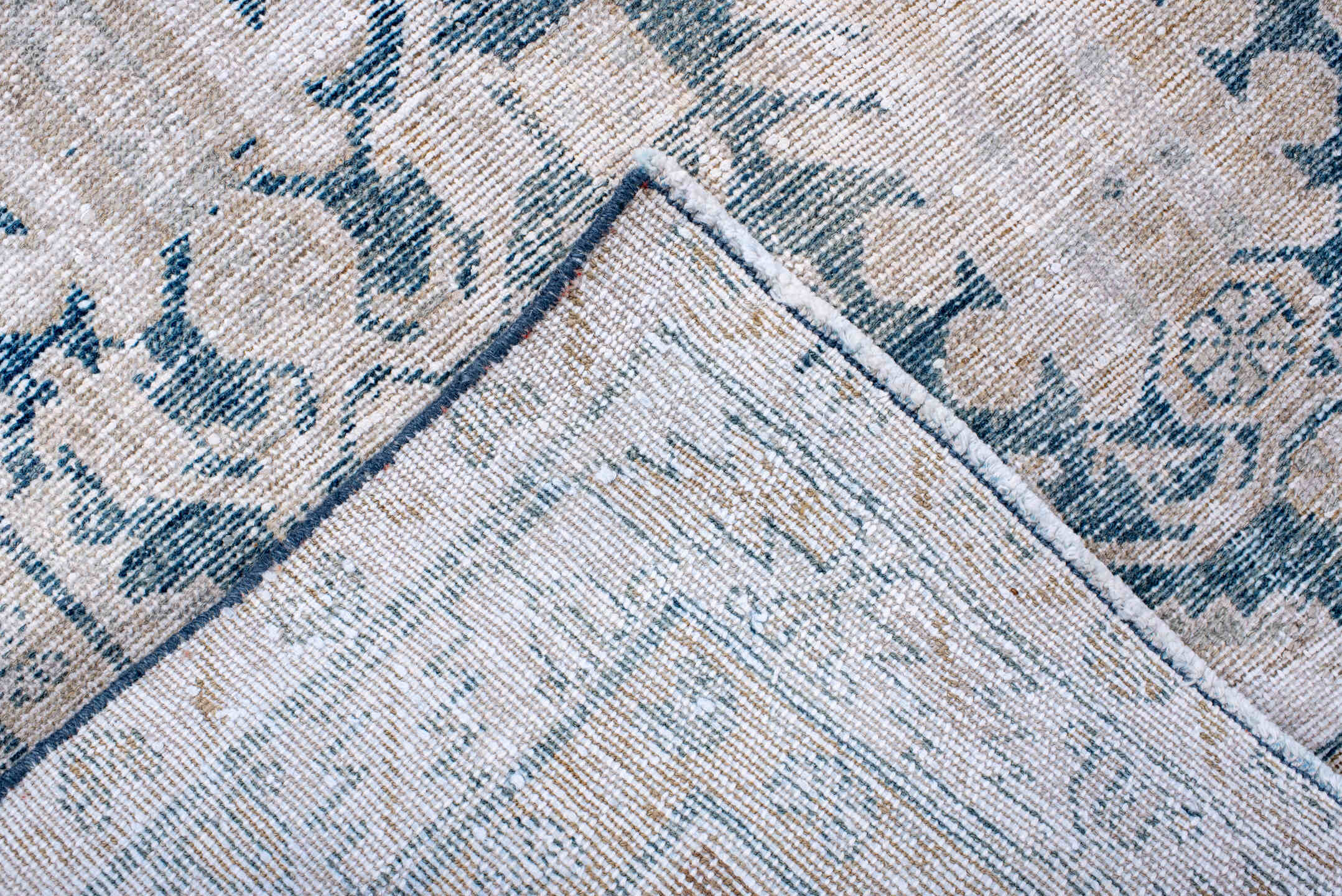 4' x 6' one-of-a-kind handmade vintage Hamadan small size rug. Color palette: blue, fiord, gainsboro, gray, light blue