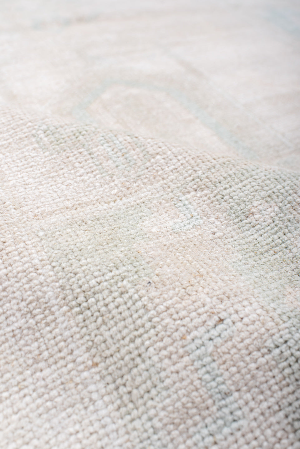 4' x 8' one-of-a-kind handmade antique Anatolian runner rug. Color palette: ivory, cream, pale blue, beige, taupe