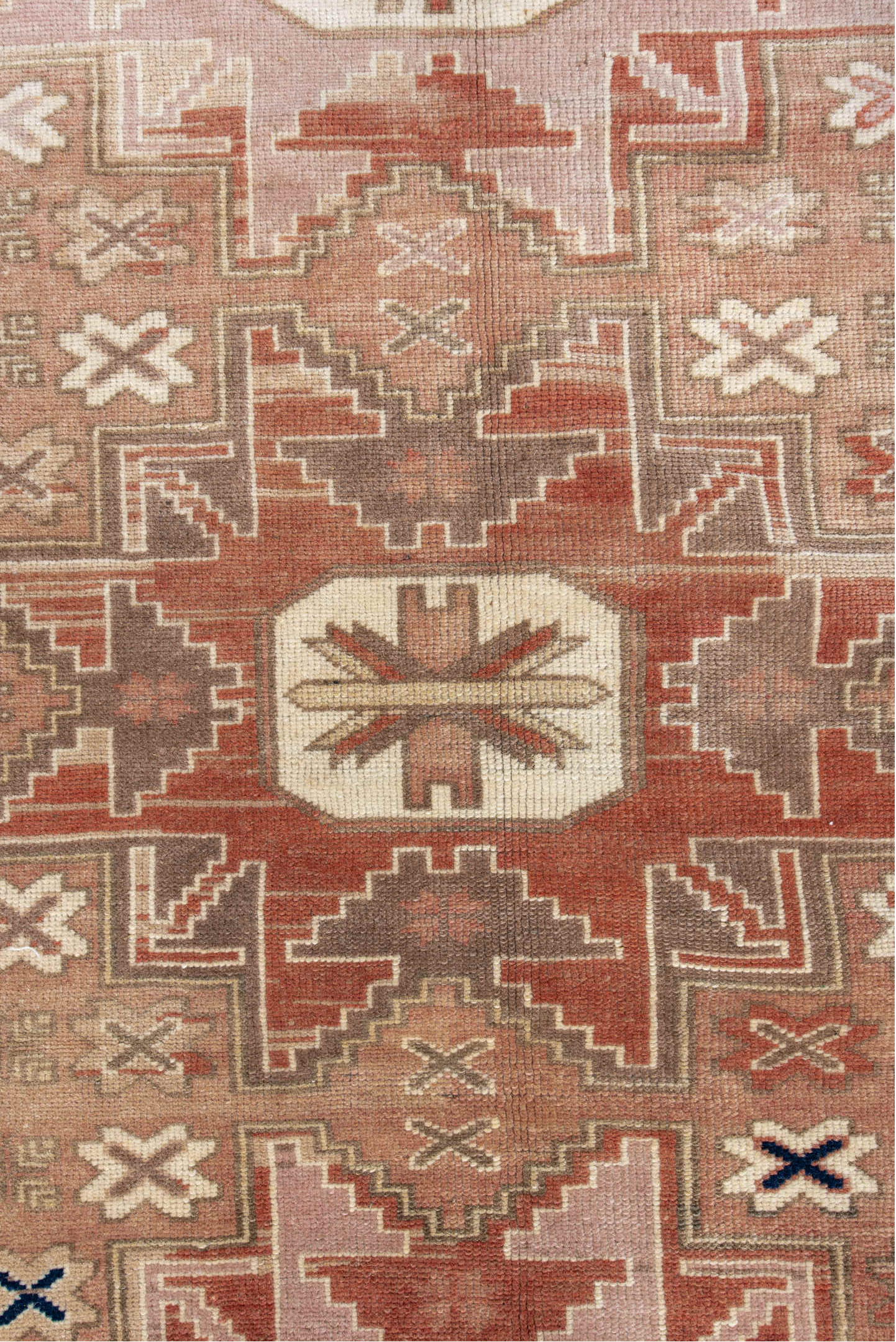 3' x 6' one-of-a-kind handmade vintage Anatolian small size rug. Color palette: brown, light gray, off-white, orange, pink