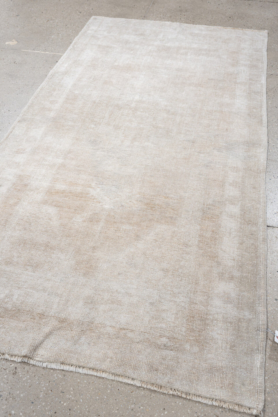 3' x 6' one-of-a-kind handmade antique Anatolian runner rug. Color palette: ivory, taupe, cream, beige, stone gray, gray