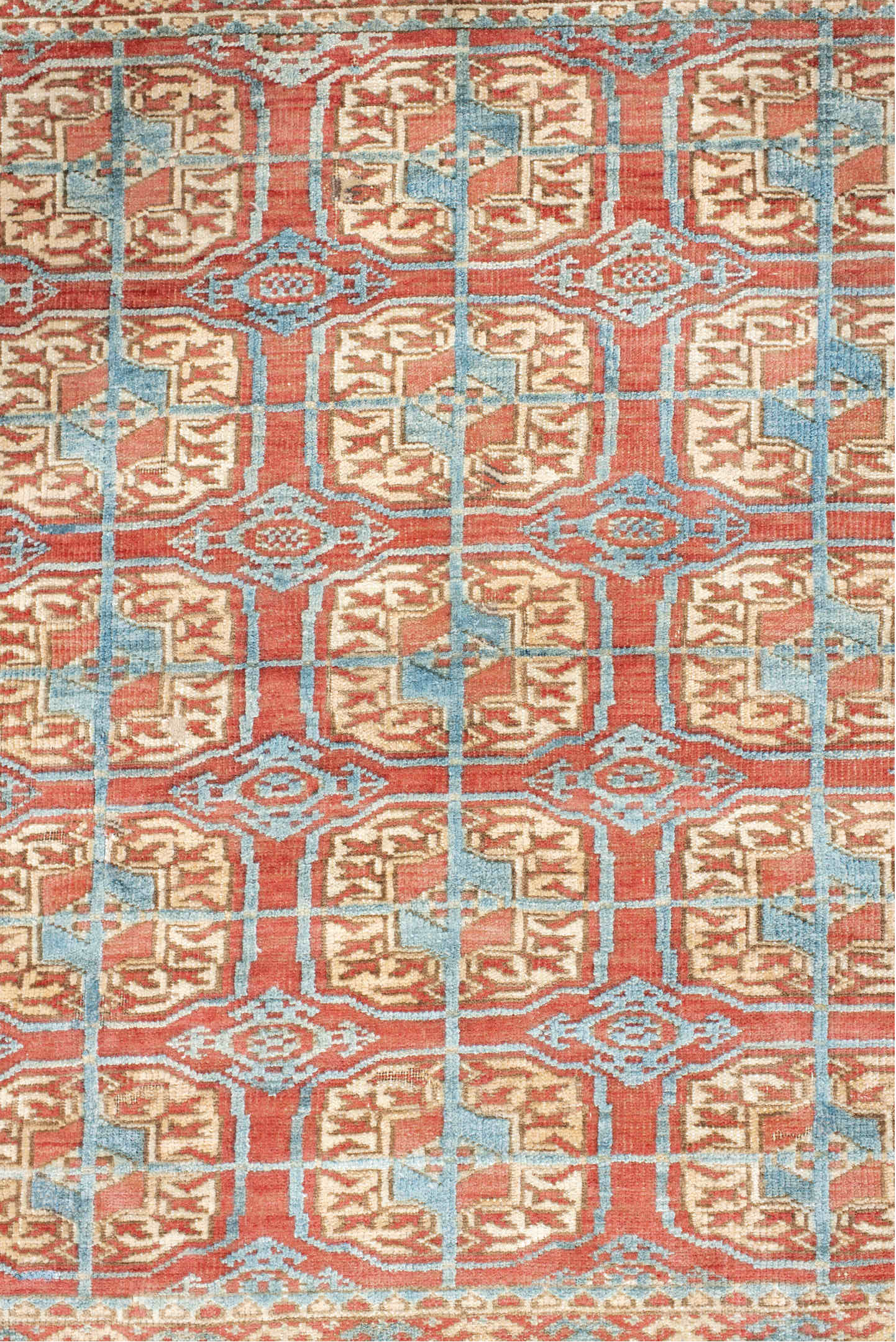 3' x 4' one-of-a-kind handmade vintage Bokara small size rug. Color palette: antiquewhite, brown, dark salmon, gray