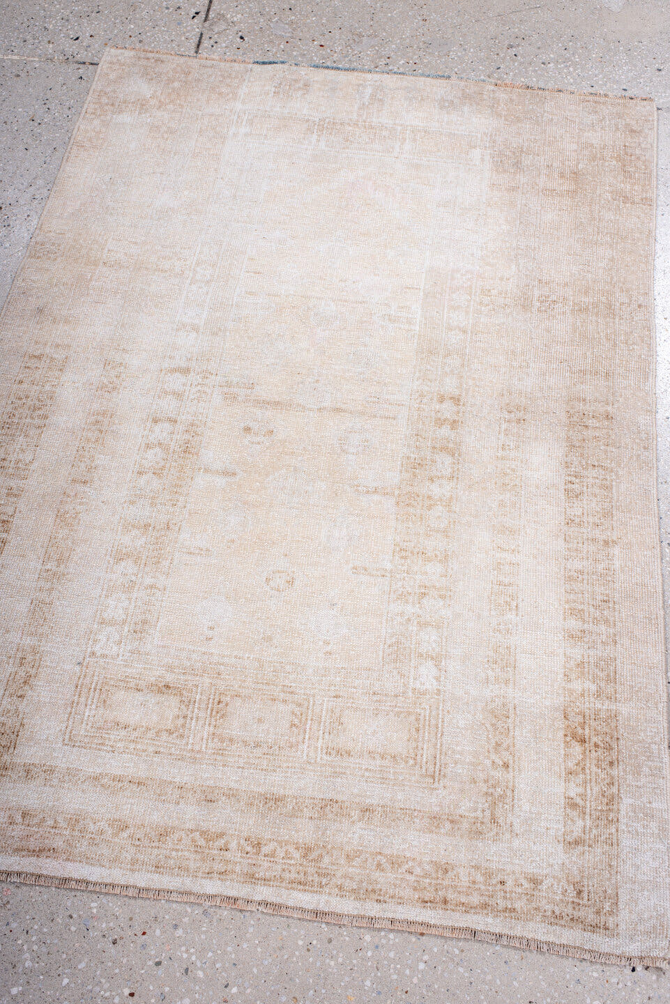 3' x 5' one-of-a-kind handmade antique Malayer small size rug. Color palette: ivory, taupe, camel, beige, pale_aqua, brown