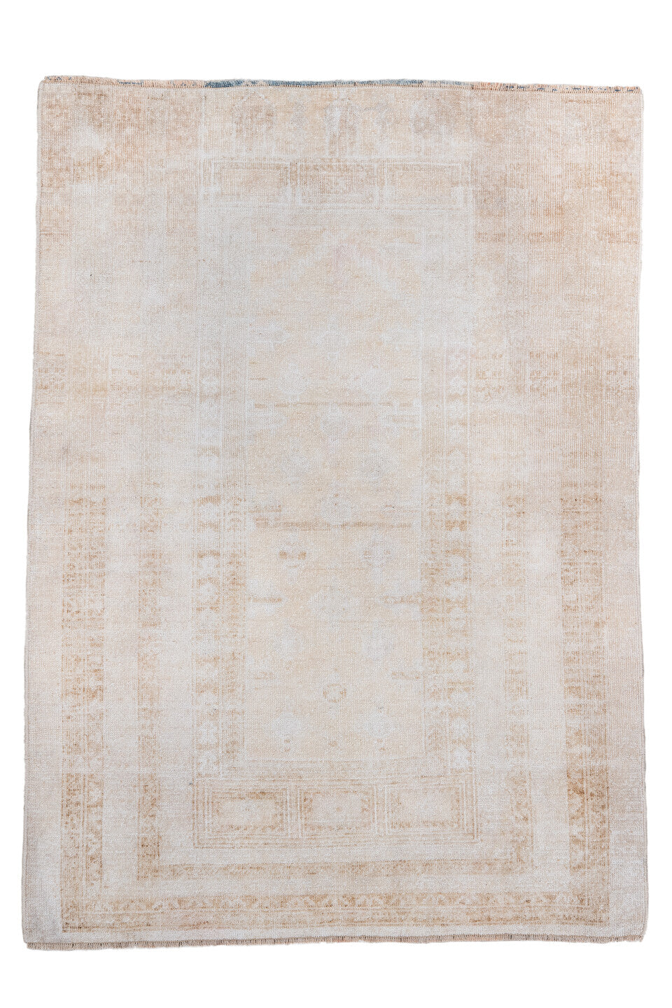 3' x 5' one-of-a-kind handmade antique Malayer small size rug. Color palette: ivory, taupe, camel, beige, pale_aqua, brown