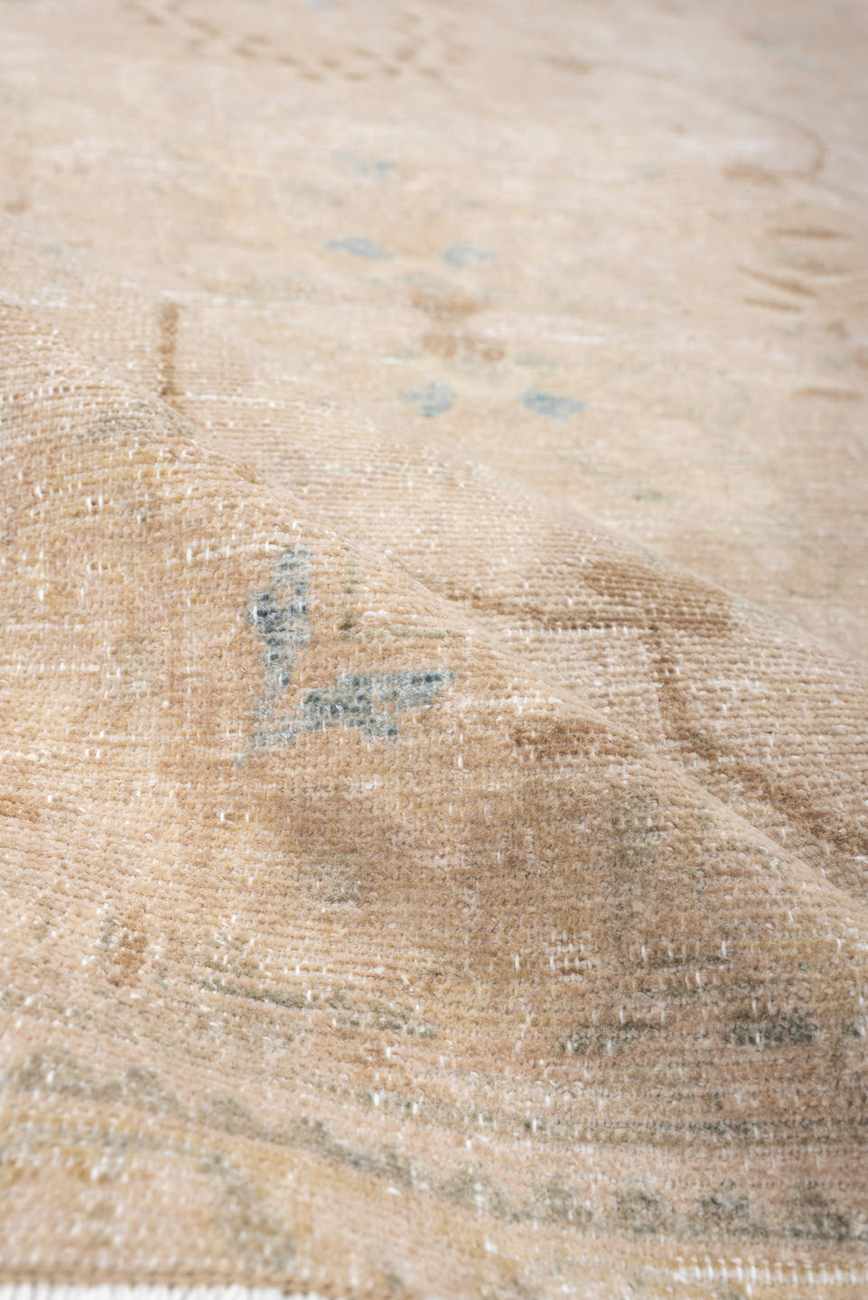 5' x 6' one-of-a-kind handmade antique Malayer rug. Color palette: ivory, beige, pale blue, taupe, cream, light brown