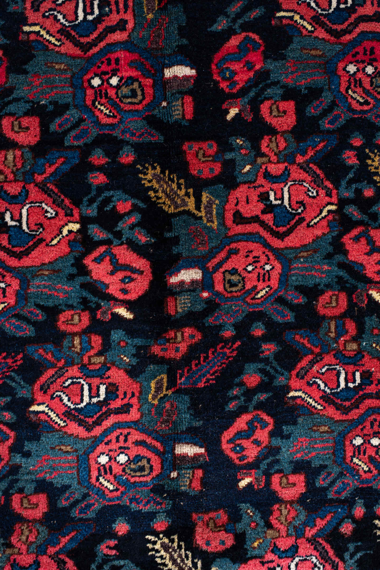 5' x 10' one-of-a-kind handmade antique Bidjar medium size rug. Color palette: navy, red, ivory, cobalt, rose, teal, gold