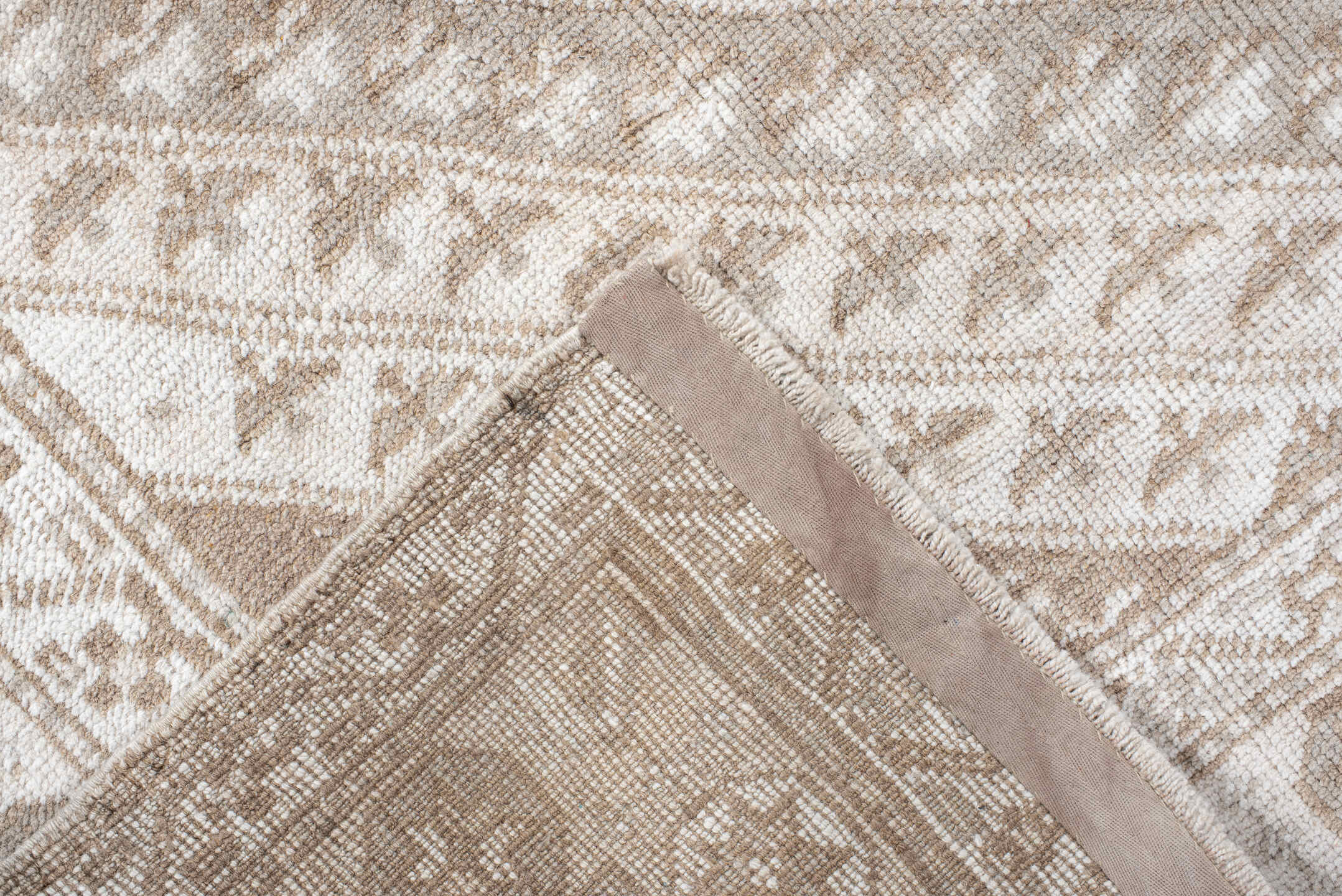 3' x 6' one-of-a-kind handmade antique Anatolian small size rug. Color palette: ivory, beige, taupe, sand, camel