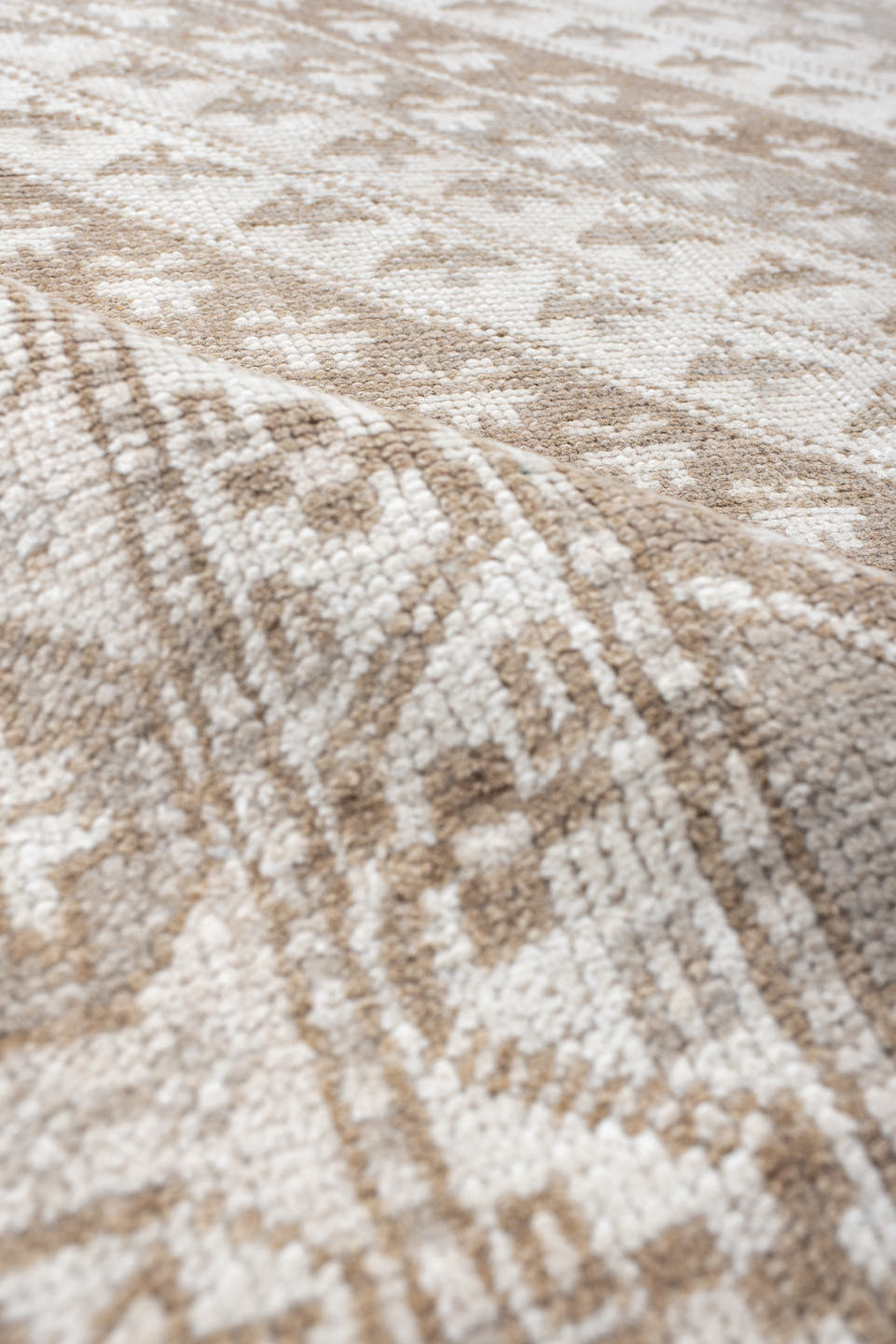3' x 6' one-of-a-kind handmade antique Anatolian small size rug. Color palette: ivory, beige, taupe, sand, camel