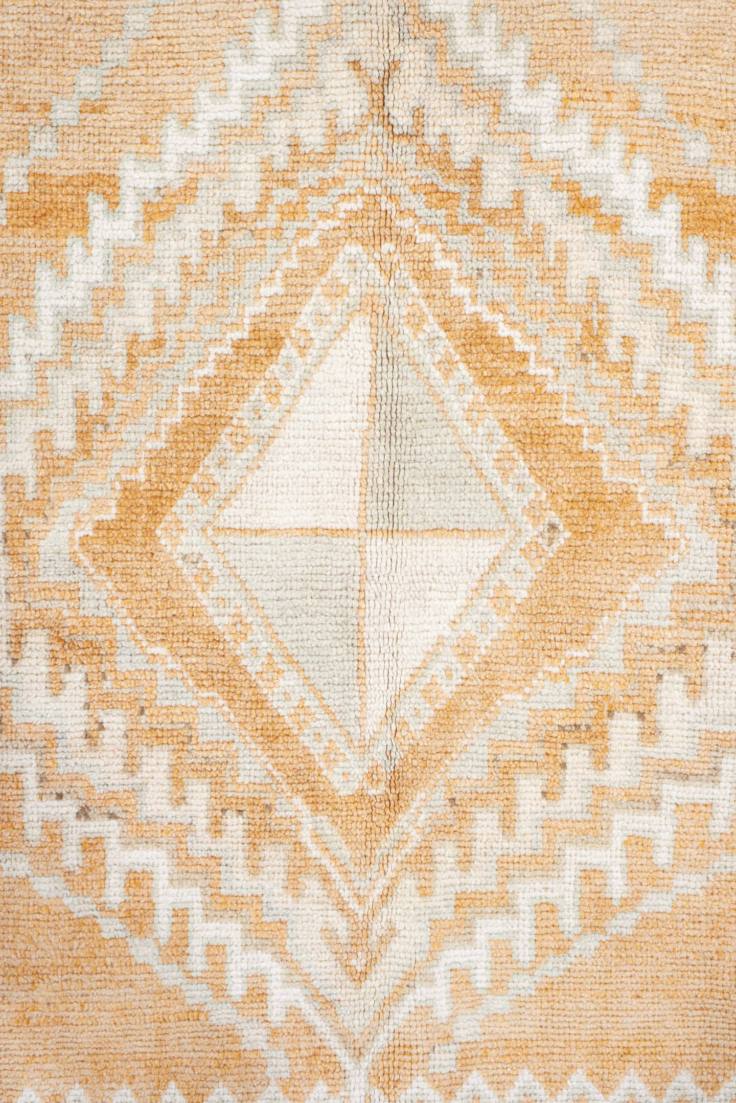 5' x 11' one-of-a-kind handmade antique Moroccan rug. Color palette: apricot, ivory, pale blue, sand, cream, terracotta