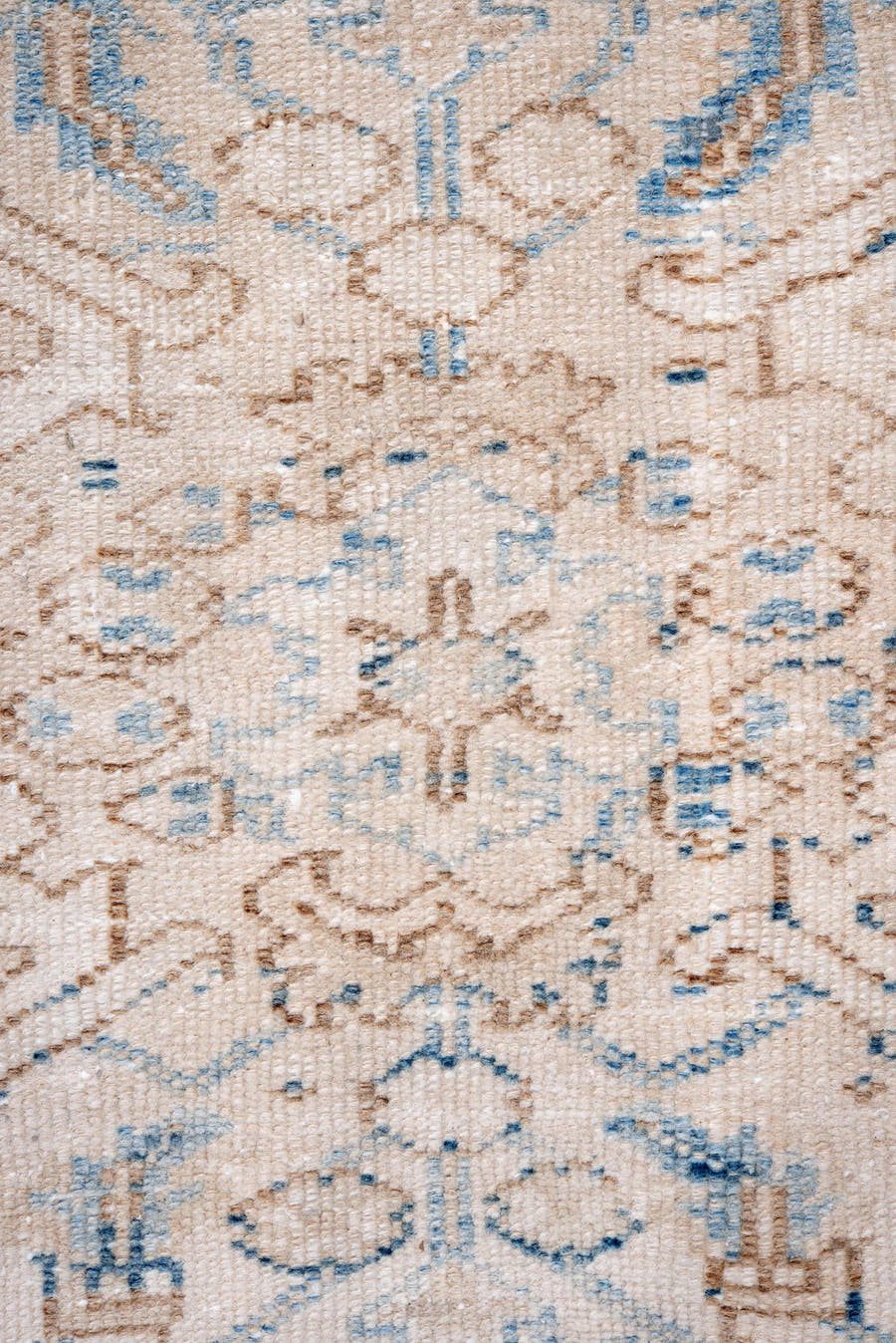 7' x 10' one-of-a-kind handmade vintage Heriz large size rug. Color palette: ivory, sky blue, taupe, slate, beige, charcoal