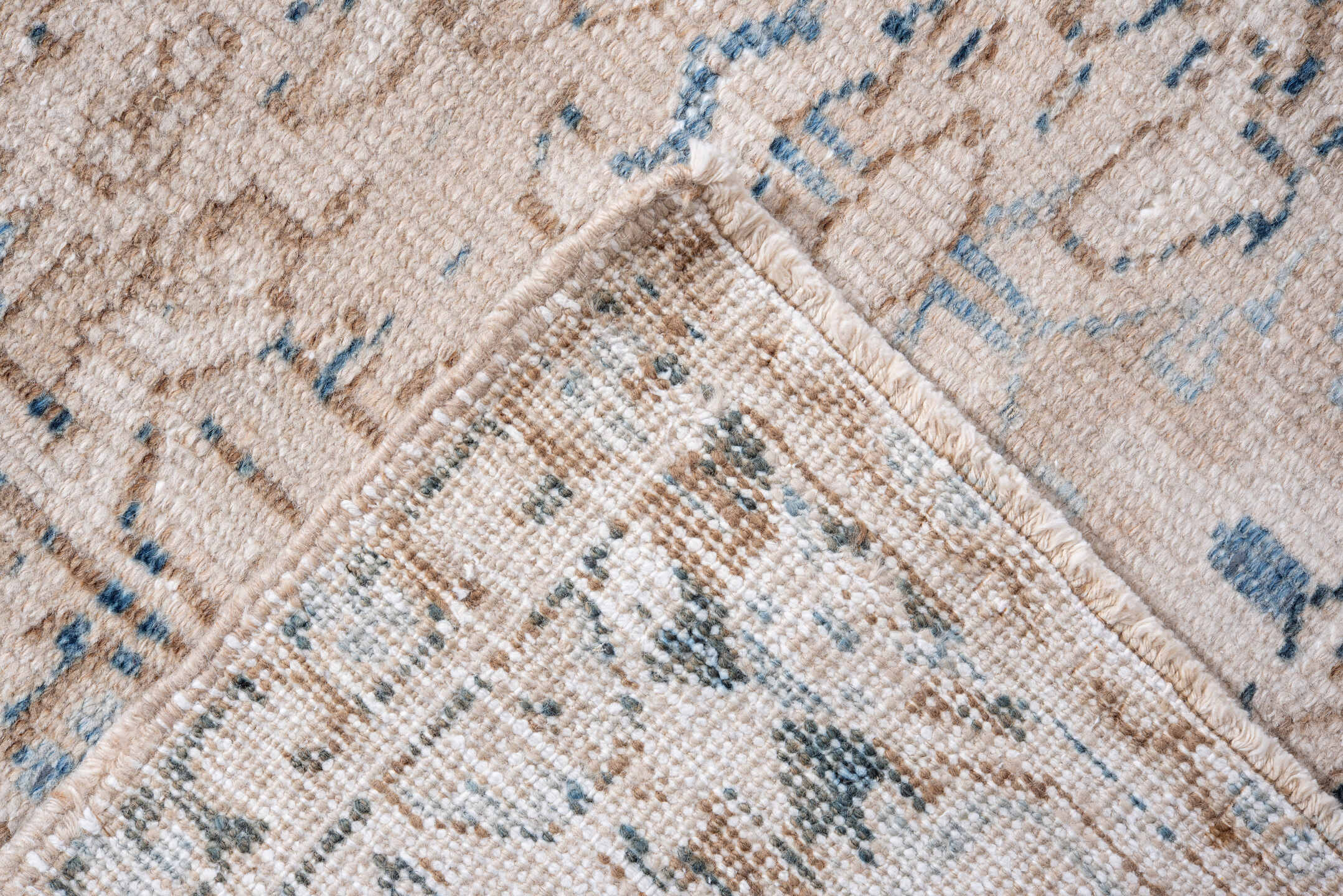 7' x 10' one-of-a-kind handmade vintage Heriz large size rug. Color palette: ivory, sky blue, taupe, slate, beige, charcoal