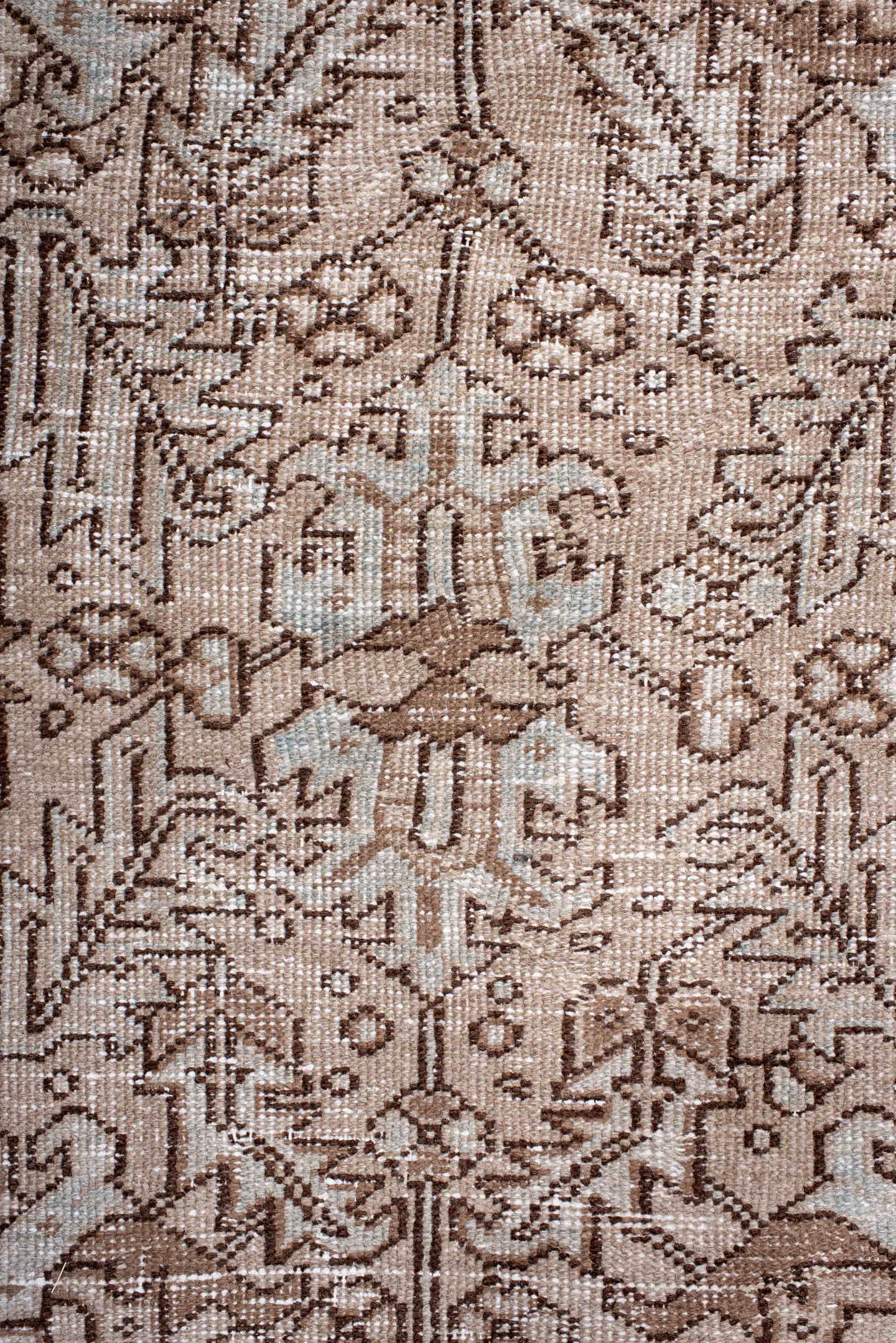 7' x 10' one-of-a-kind handmade antique Heriz large size rug. Color palette: ivory, taupe, charcoal, brown, beige, slate