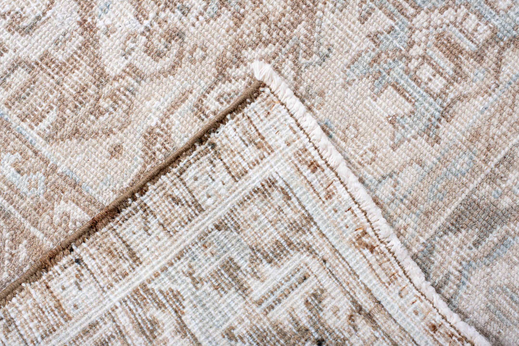 7' x 10' one-of-a-kind handmade antique Heriz large size rug. Color palette: ivory, taupe, powder_blue, beige, light_gray