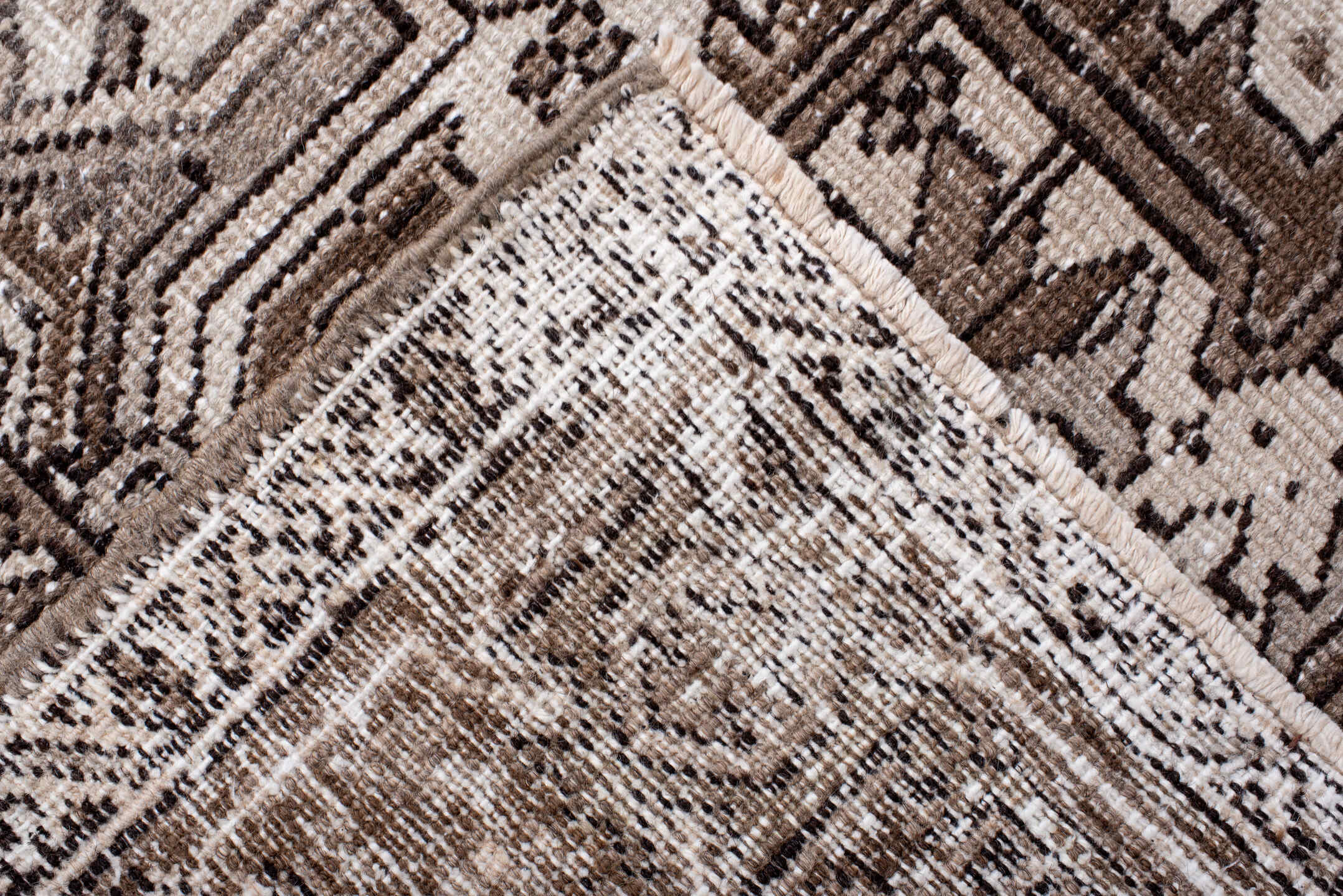 6' x 8' one-of-a-kind handmade antique Heriz medium size rug. Color palette: taupe, ivory, brown, rose, charcoal, beige