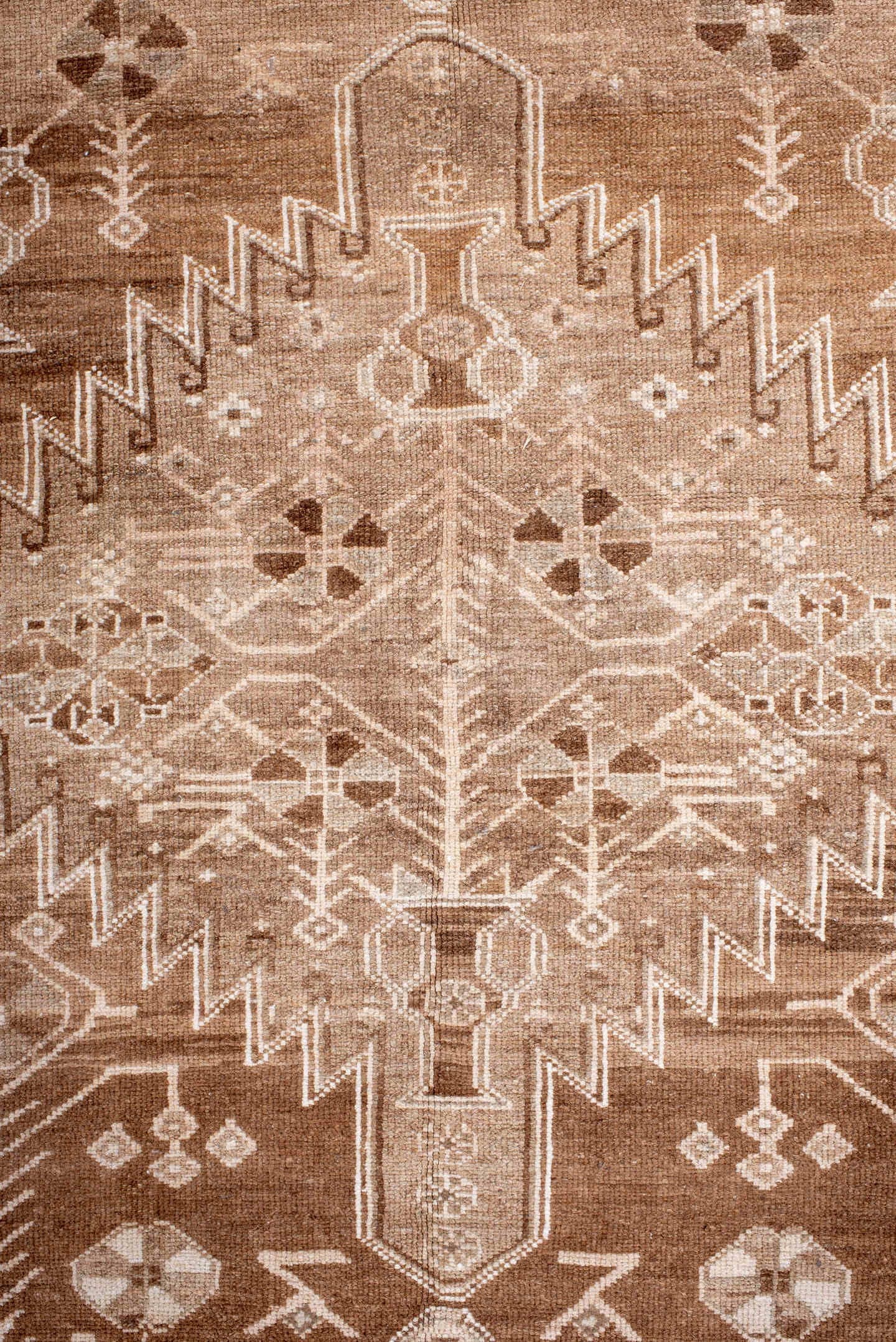 5' x 9' one-of-a-kind handmade antique Hamadan medium size rug. Color palette: brown, ivory, taupe, camel, beige, gray