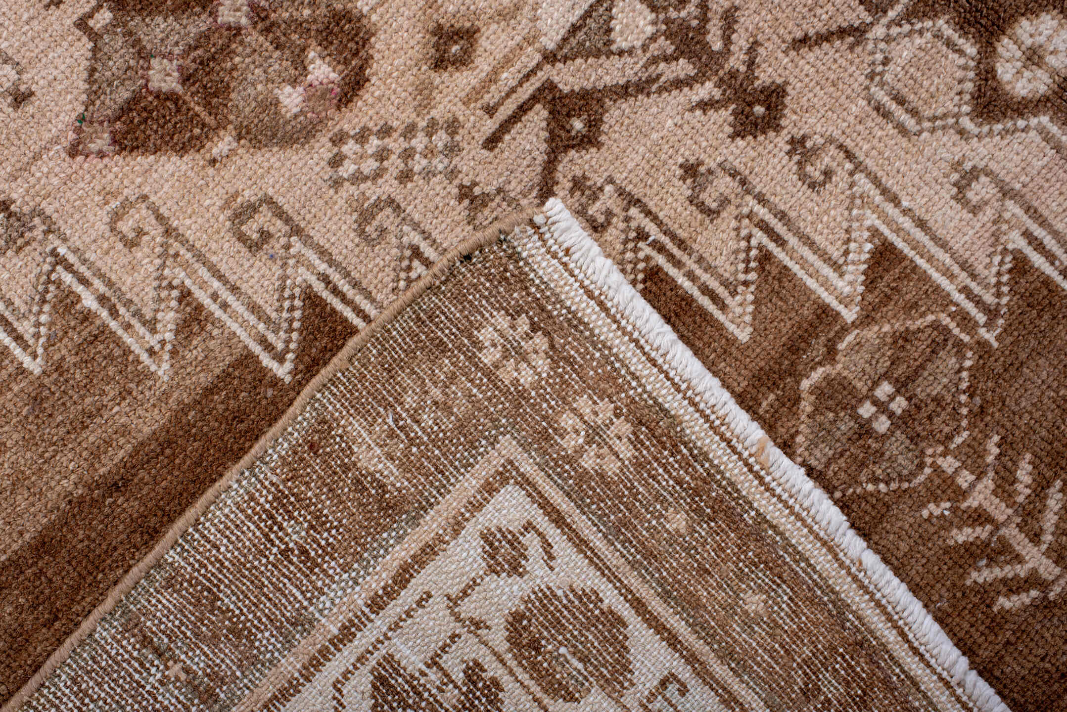 5' x 9' one-of-a-kind handmade antique Hamadan medium size rug. Color palette: brown, ivory, taupe, camel, beige, gray