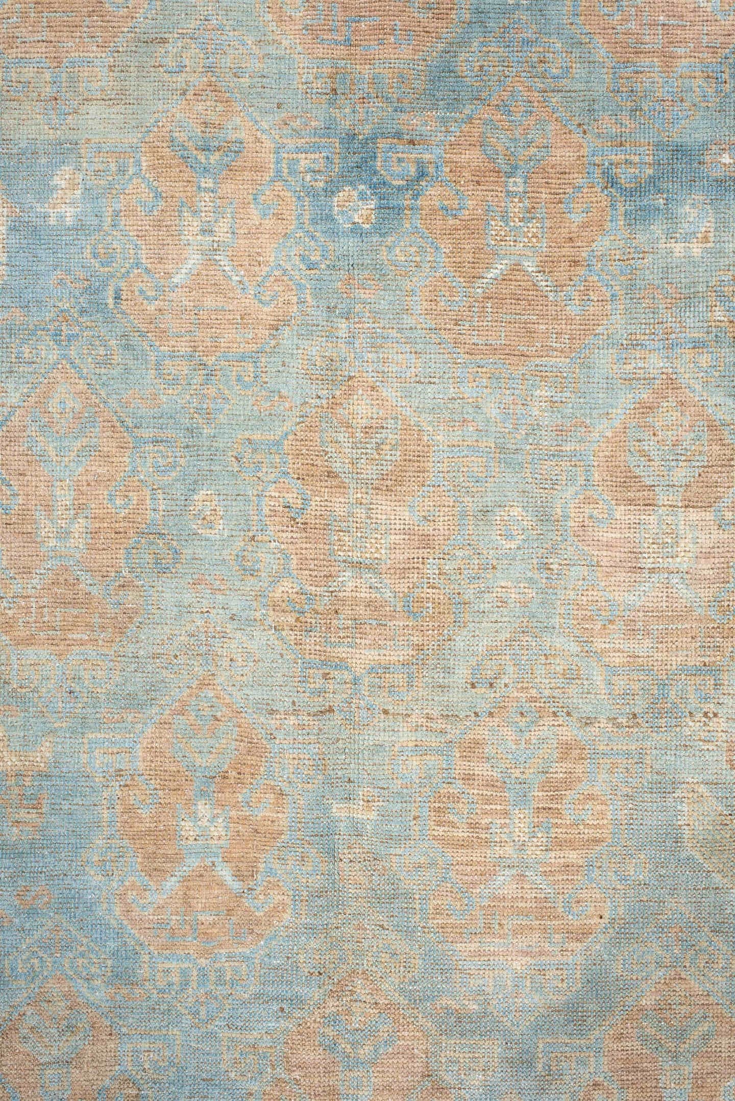 4' x 6' one-of-a-kind handmade vintage Afshar rug. Color palette: light blue, ivory, blush, beige, taupe, camel, pink, gray