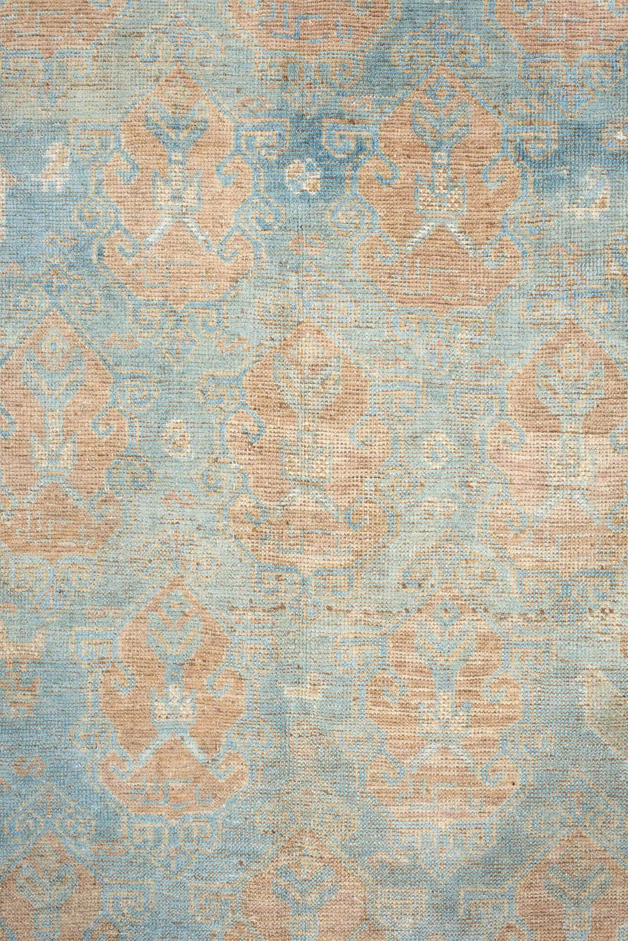 4' x 6' one-of-a-kind handmade vintage Afshar rug. Color palette: light blue, ivory, blush, beige, taupe, camel, pink, gray