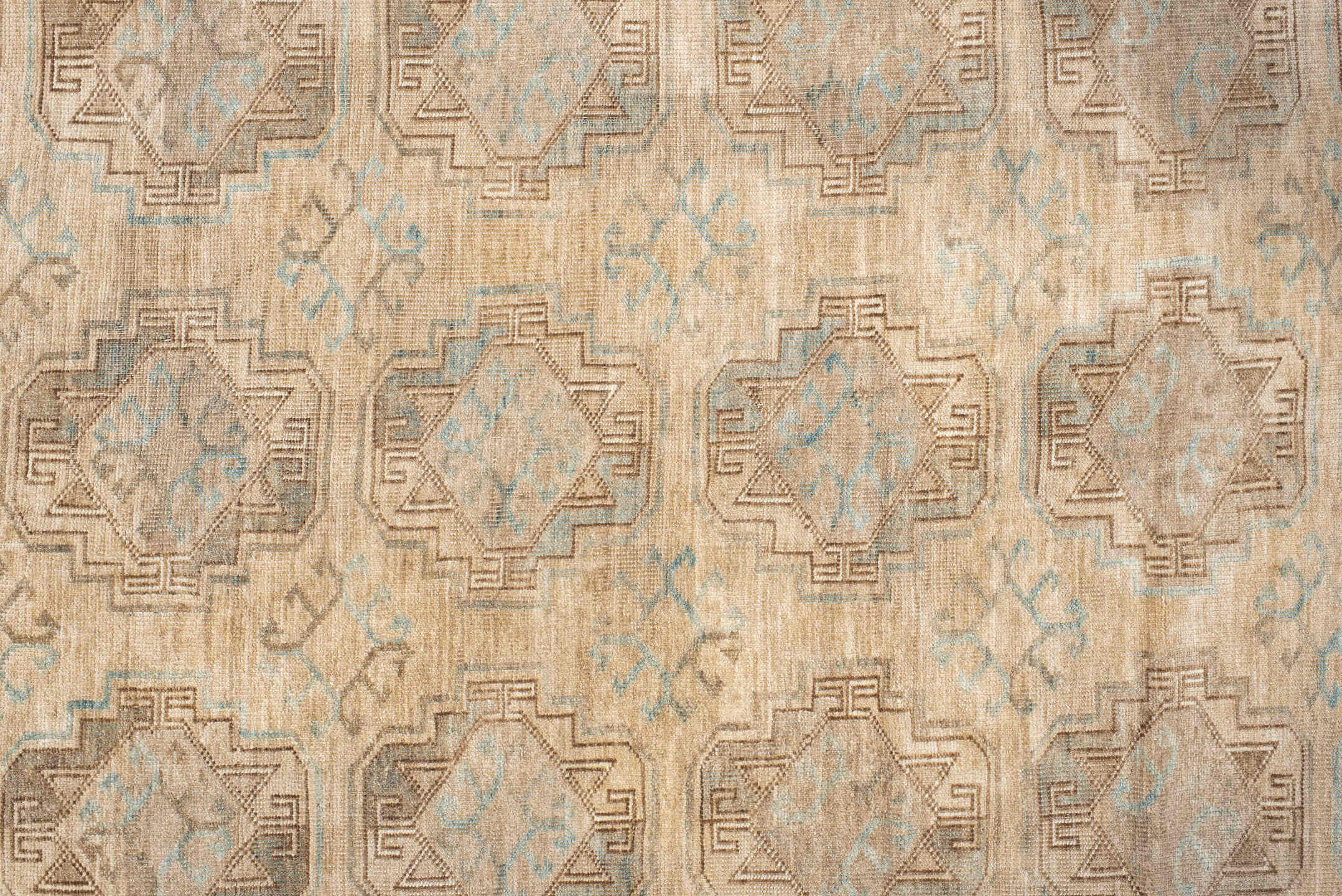 4' x 7' one-of-a-kind handmade antique Afghan rug. Color palette: beige, taupe, camel, pale_blue, ivory, sand, brown, gray