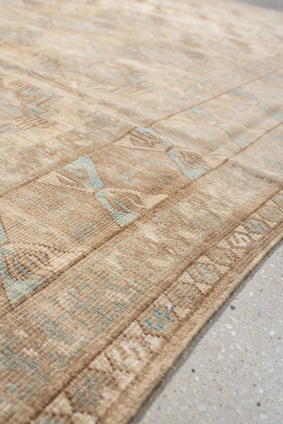 4' x 7' one-of-a-kind handmade antique Afghan rug. Color palette: beige, taupe, camel, pale_blue, ivory, sand, brown, gray