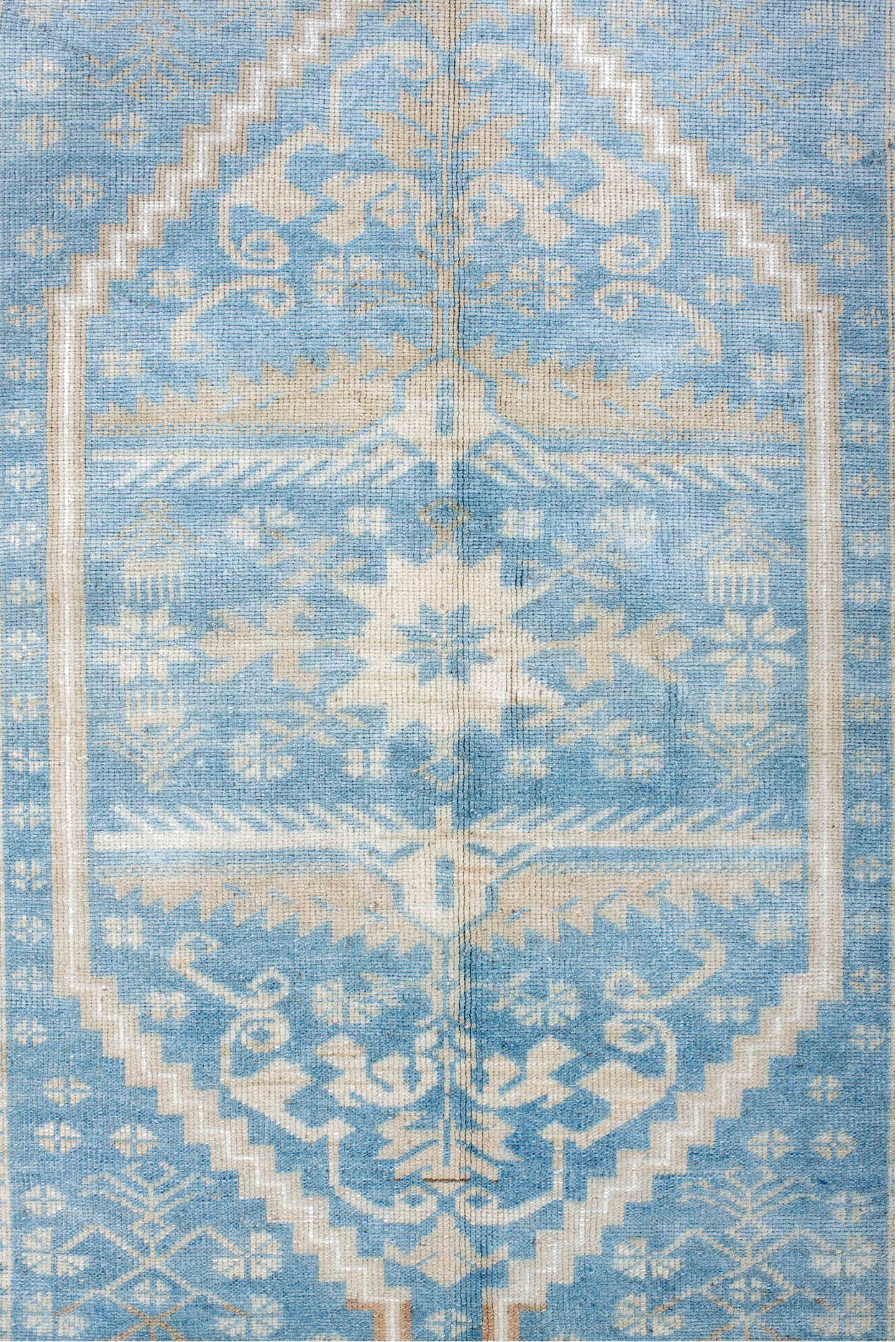 3' x 6' one-of-a-kind handmade vintage Anatolian runner rug. Color palette: brown, dark gray, gainsboro, gray, light blue