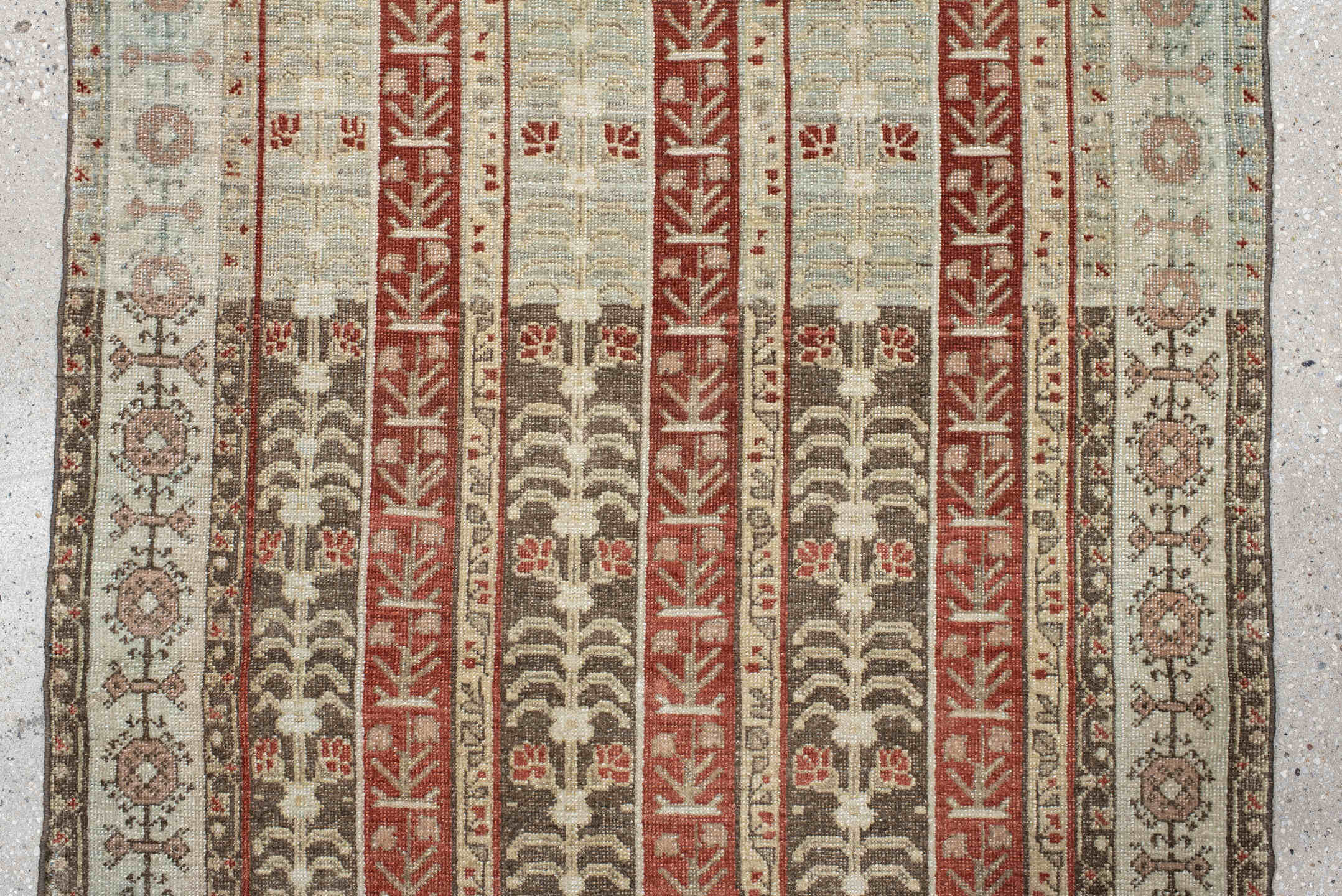 2' x 4' one-of-a-kind handmade vintage Bidjar small size rug. Color palette: ivory, taupe, rust, brown, blush, gray, beige
