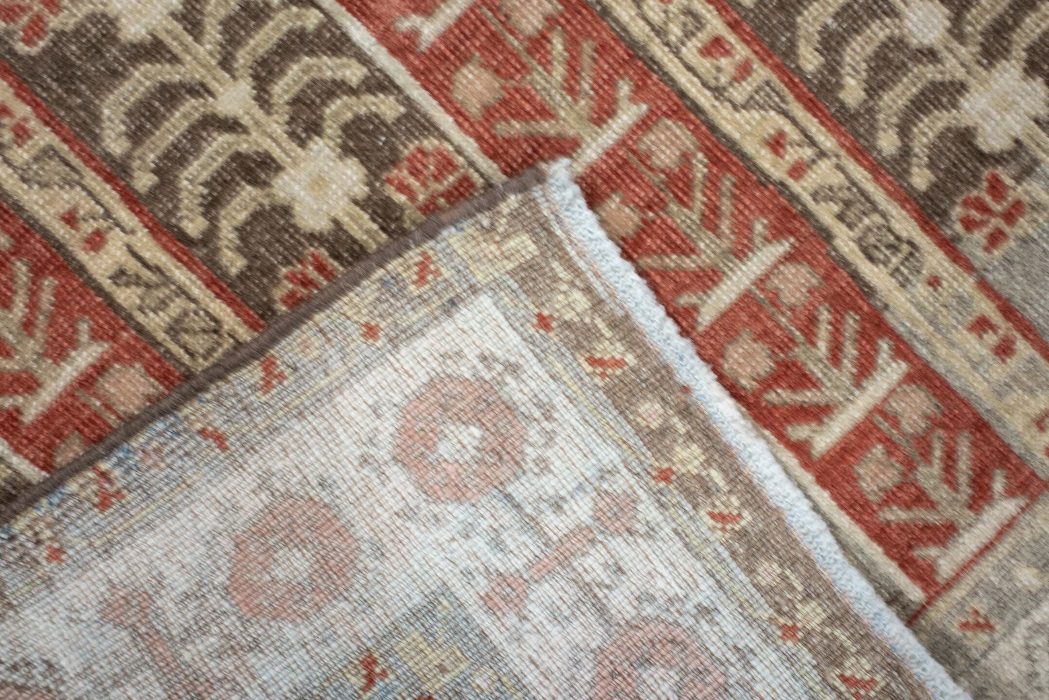 2' x 4' one-of-a-kind handmade vintage Bidjar small size rug. Color palette: ivory, taupe, rust, brown, blush, gray, beige