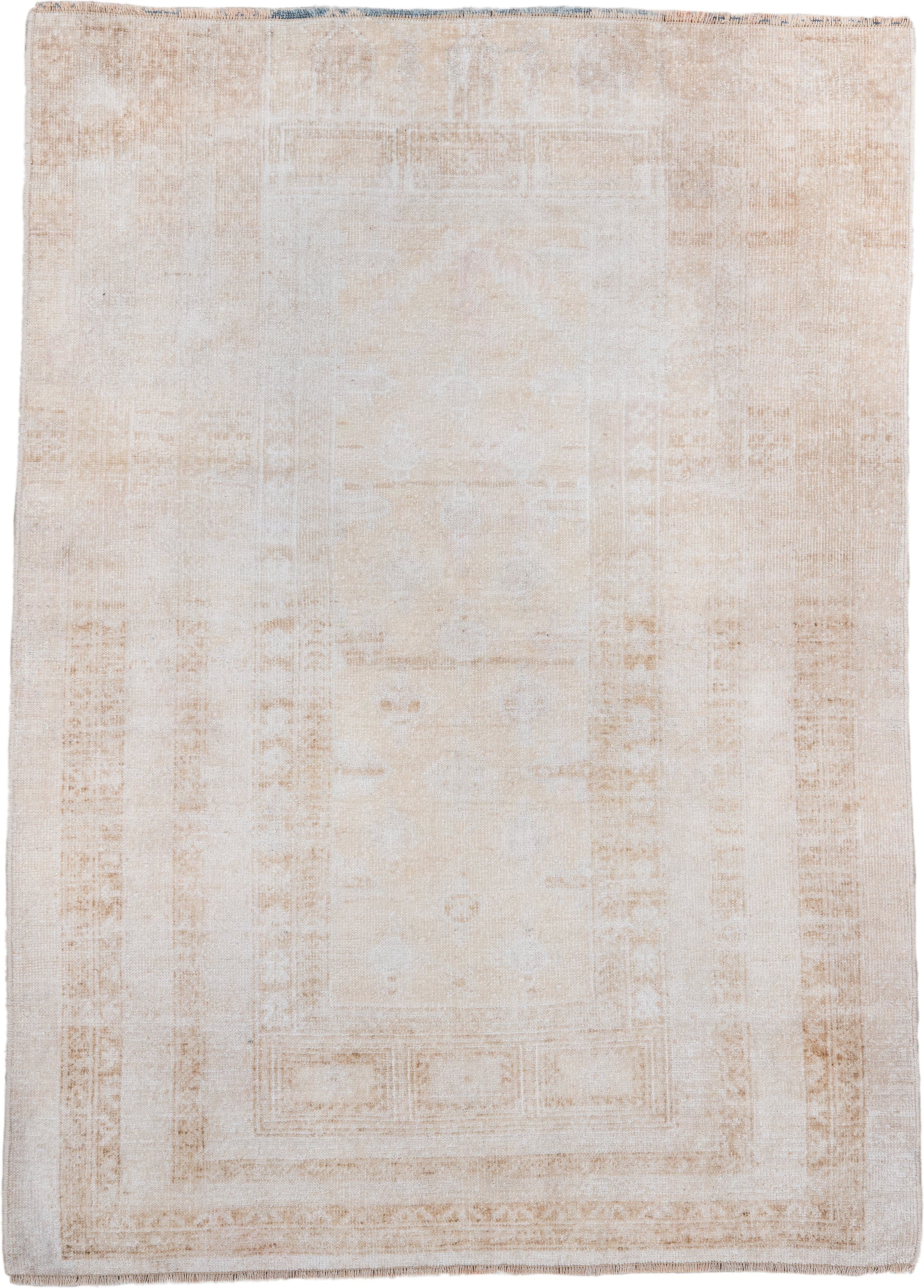 2' x 4' one-of-a-kind handmade antique Belouch small size rug. Color palette: ivory, cream, sand, beige, taupe, gray