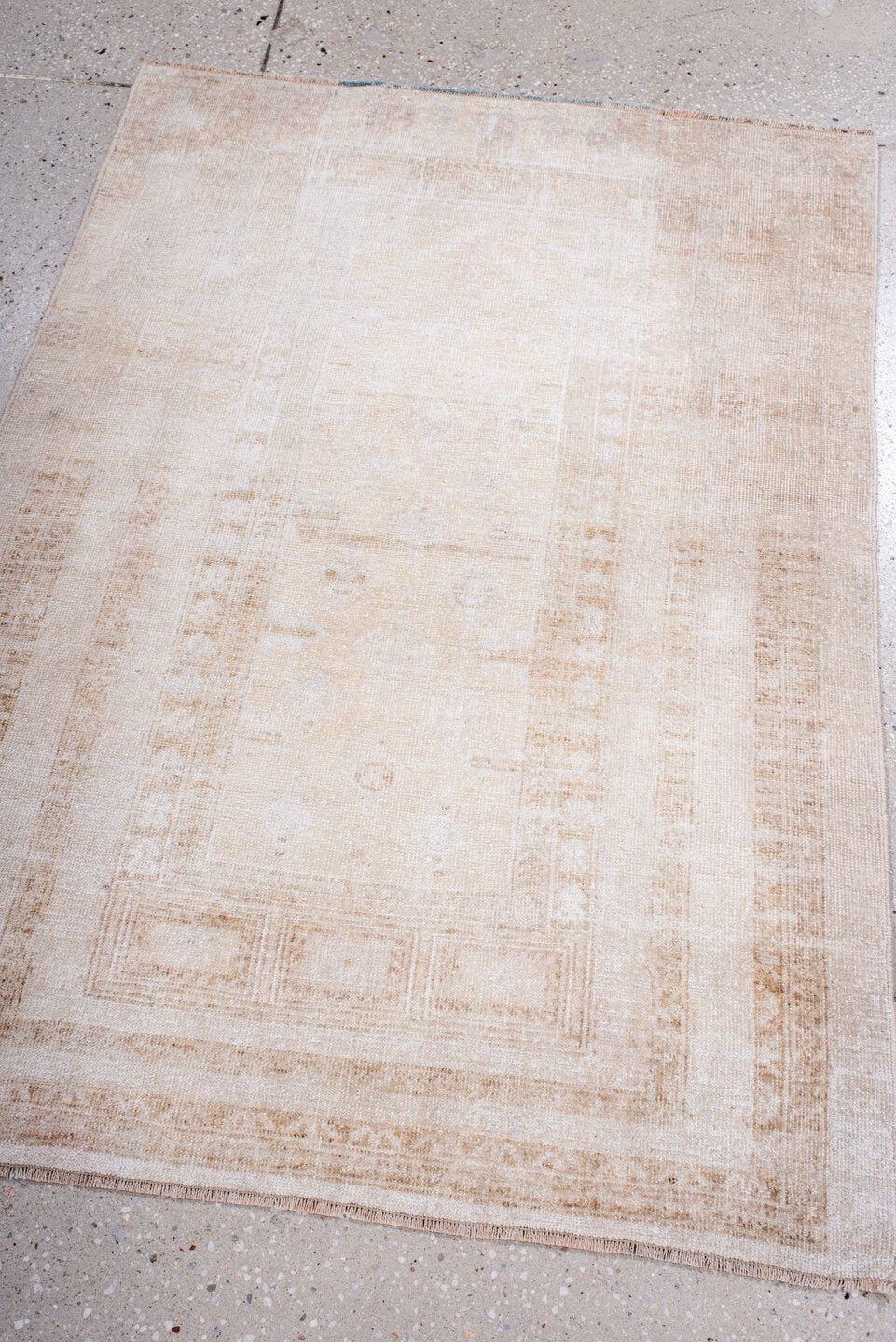 2' x 4' one-of-a-kind handmade antique Belouch small size rug. Color palette: ivory, cream, sand, beige, taupe, gray