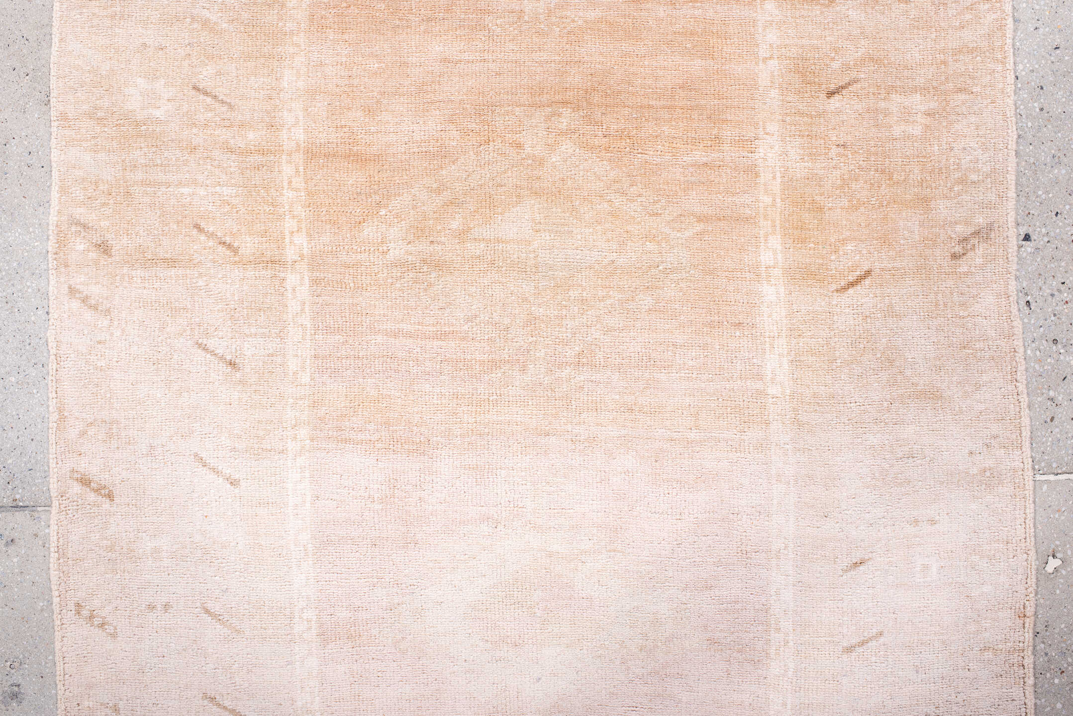 3' x 6' one-of-a-kind handmade vintage Anatol runner rug. Color palette: brown, gray, light gray, linen, misty rose